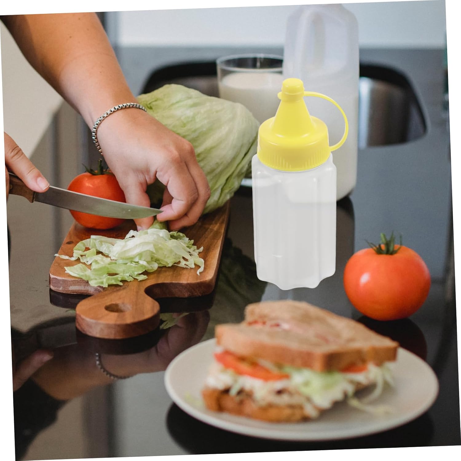4 Pcs Reusable Squeeze Bottles for Kitchen Needs