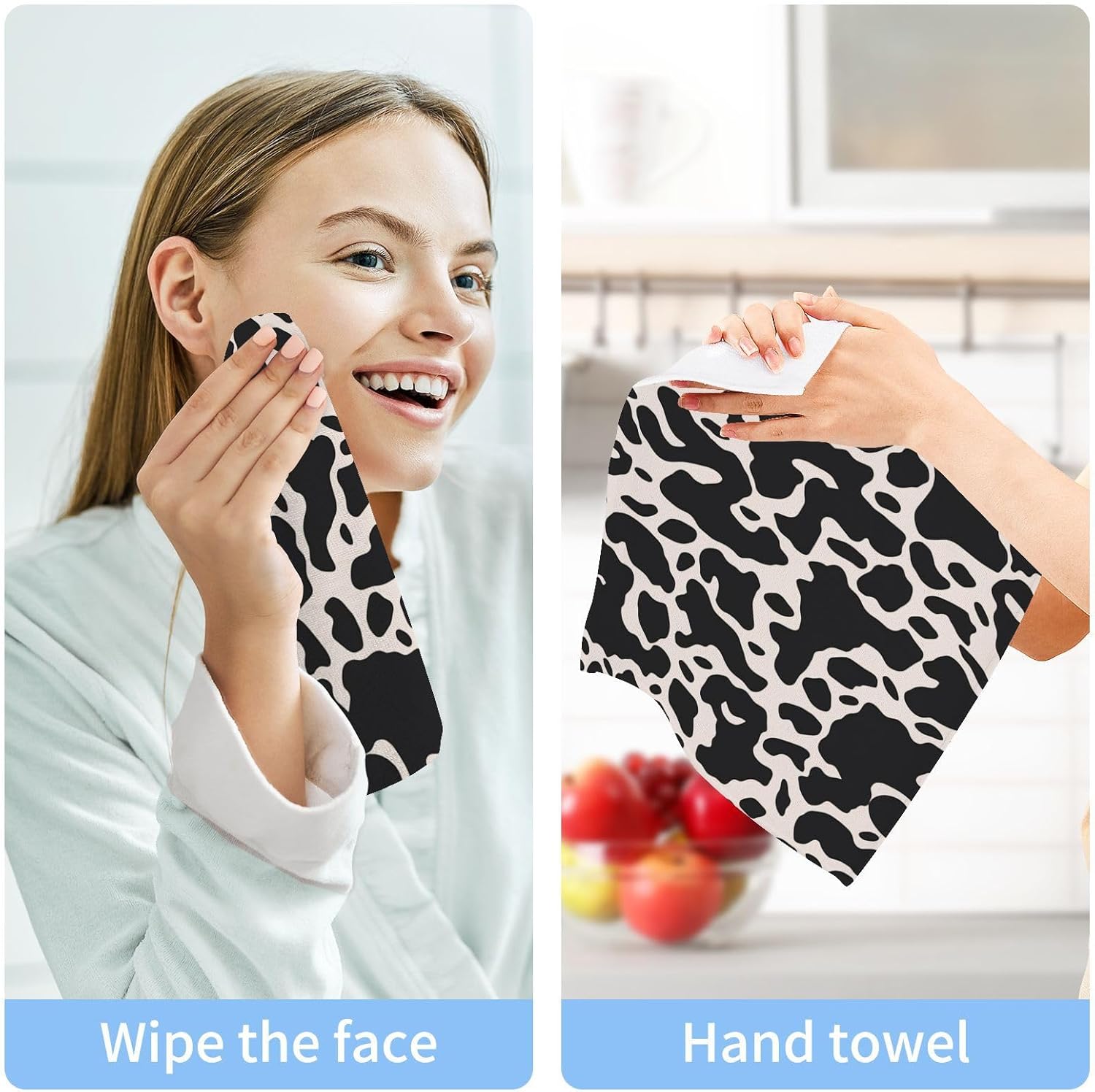 Stylish Cow Print Washcloths 2-Piece Set