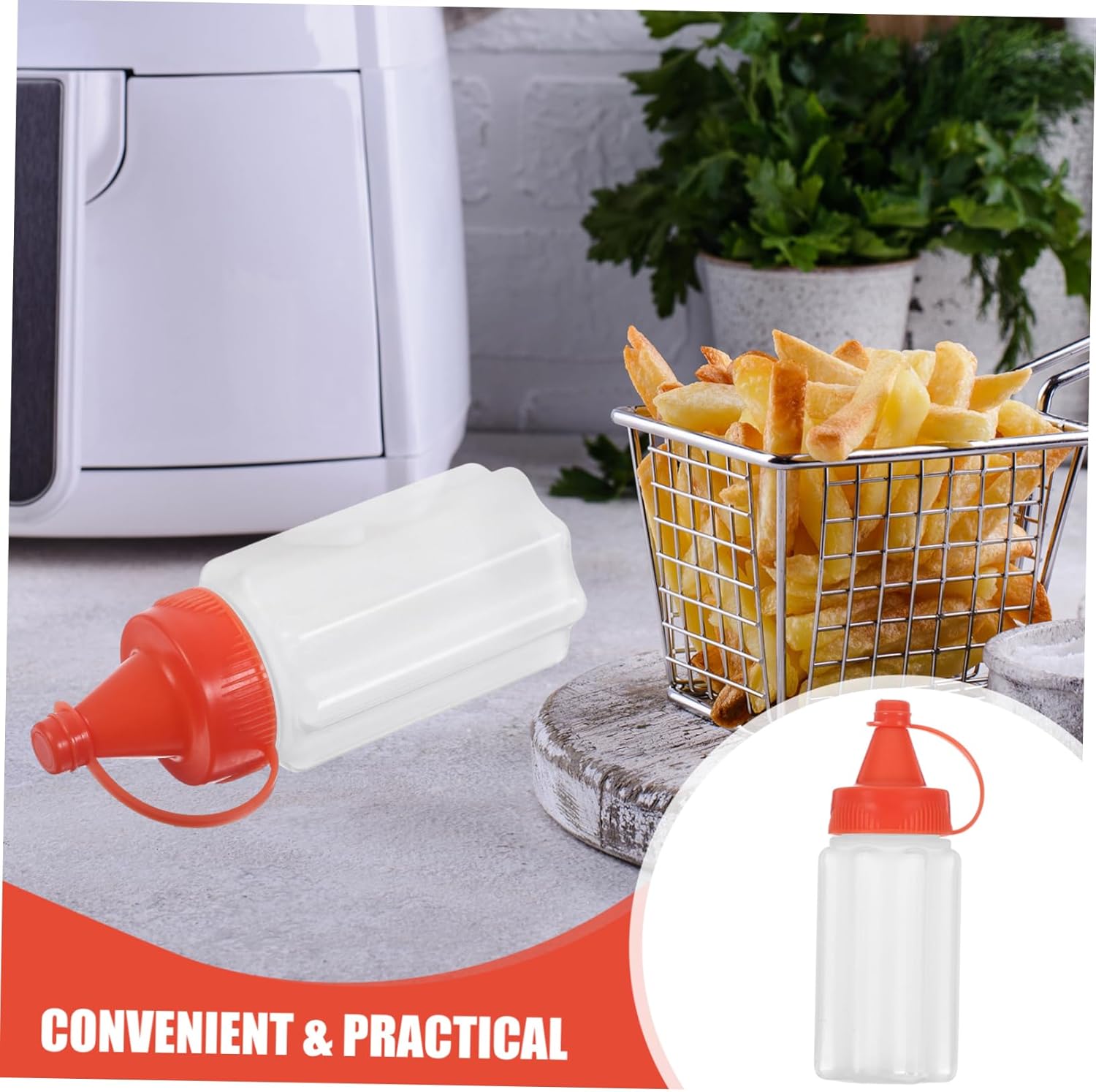 Homoyoyo 4-Pack Plastic Squeeze Condiment Bottles with Caps