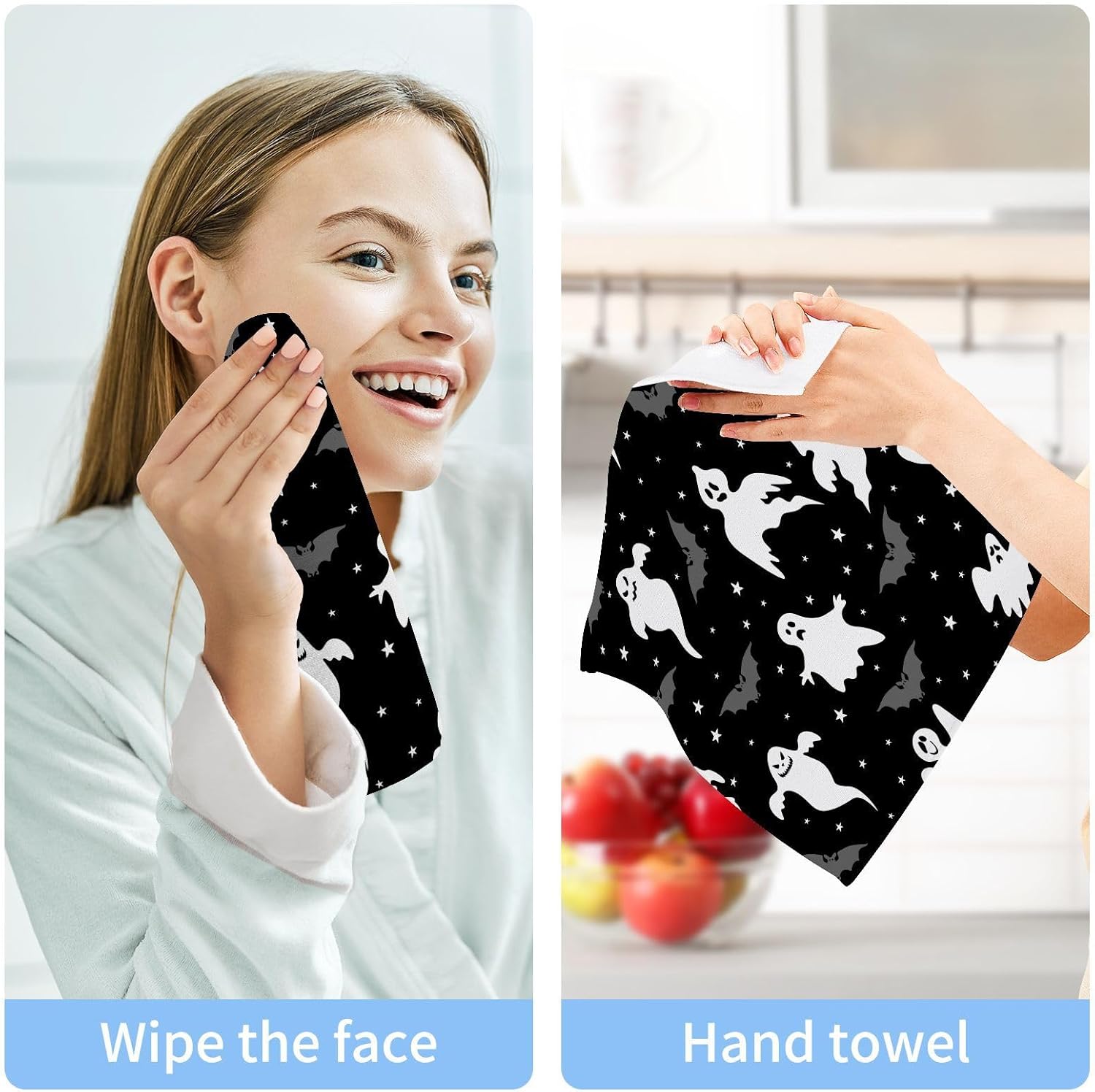 Halloween Spooky Ghoul Inferno Ghost Washcloth 2-Pack