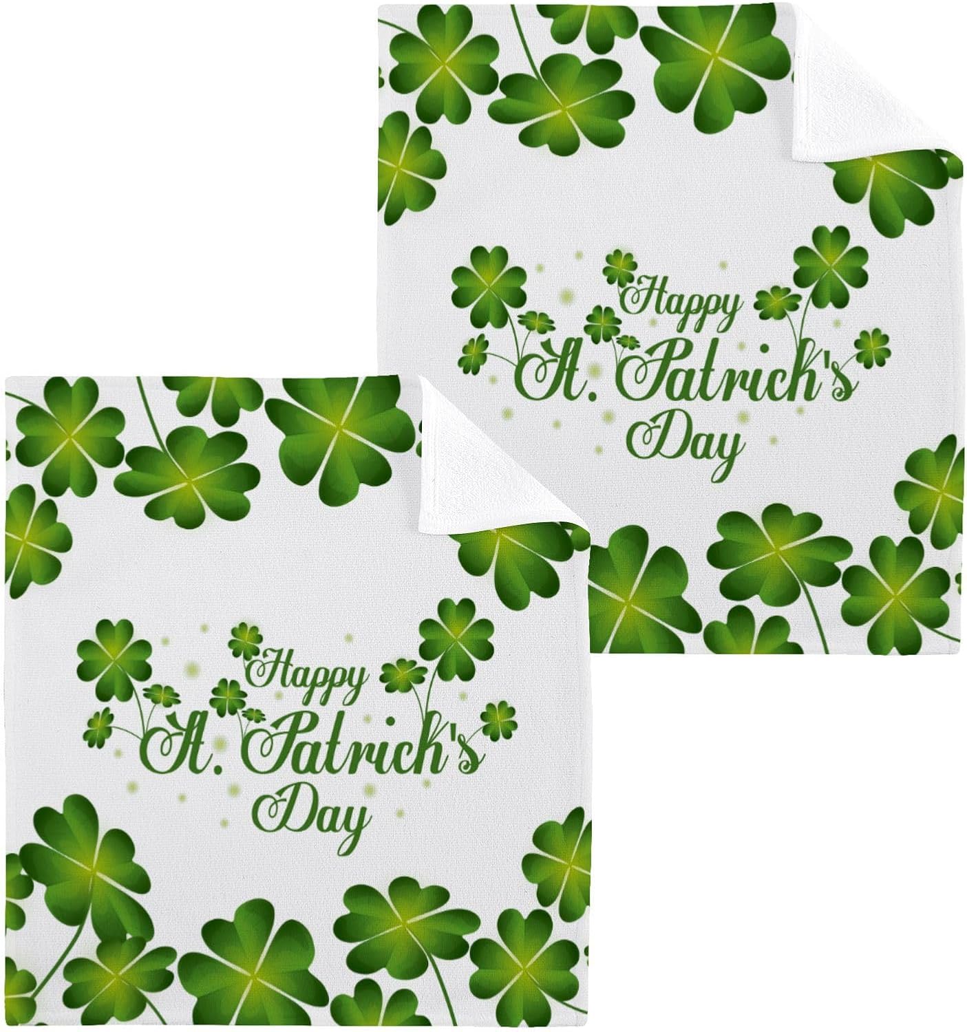 St Patricks Day Washcloth Set - Soft Reusable 12x12 inch