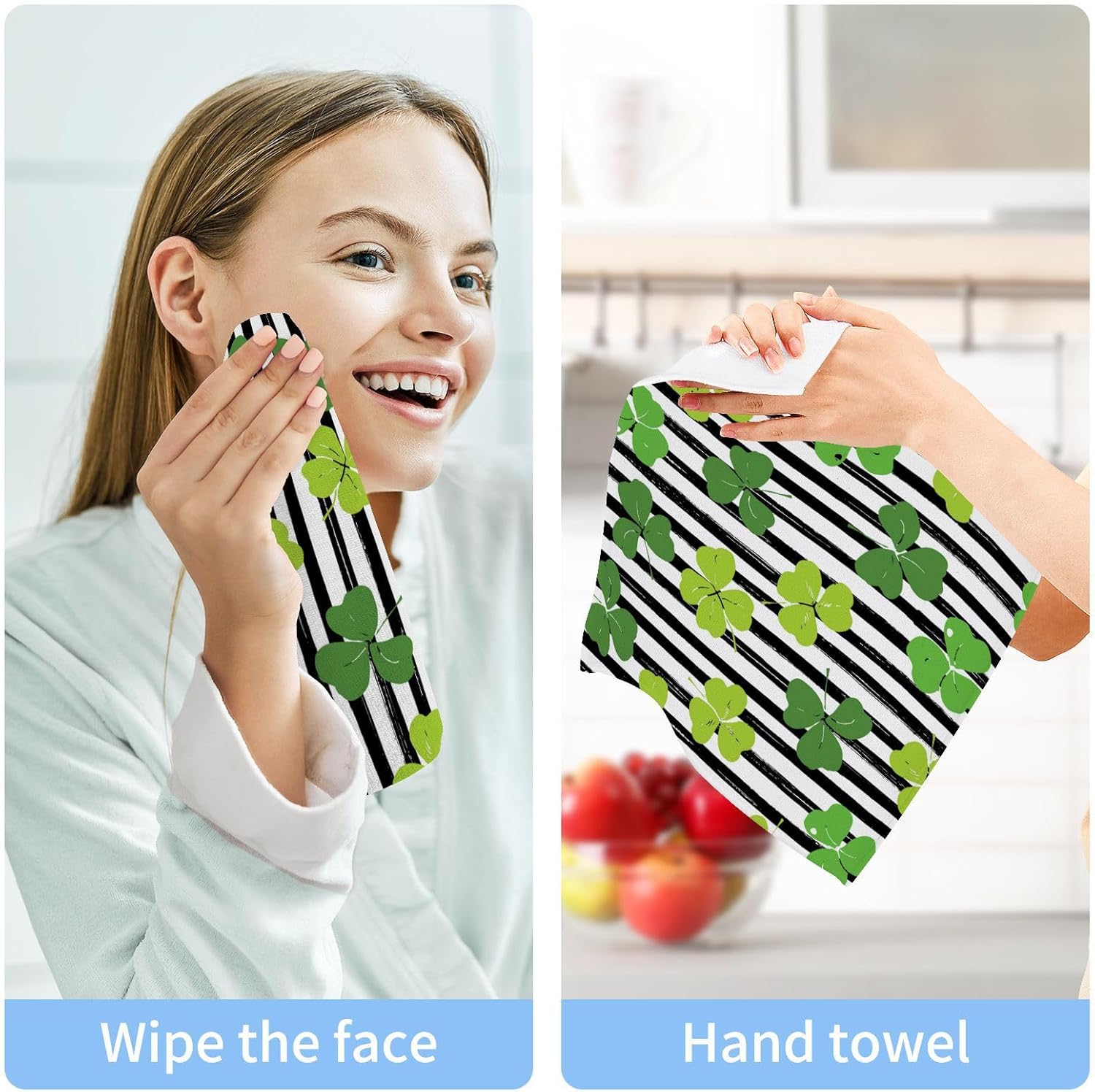 YETTASBIN St Patricks Day Shamrock Washcloths 2 Pack