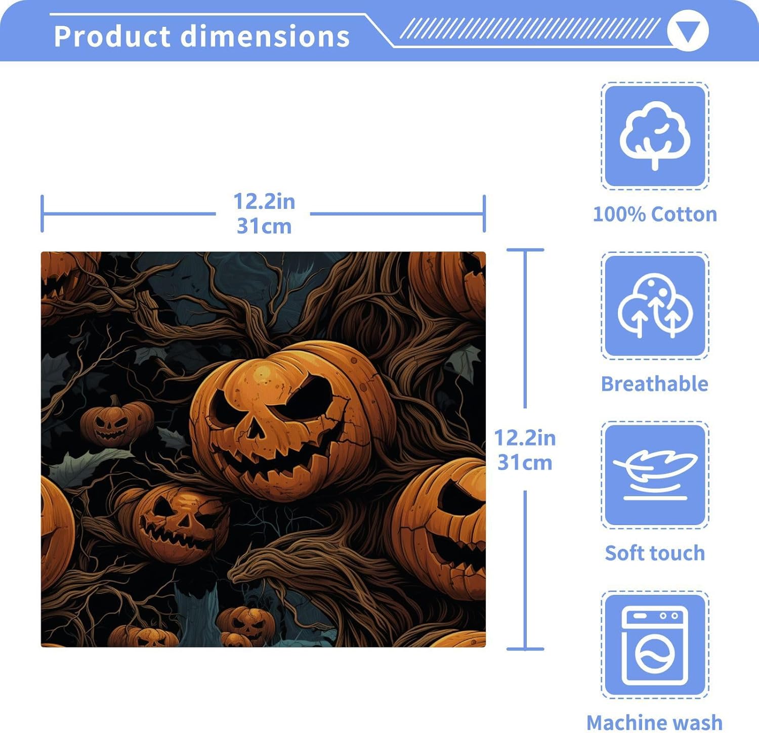 YETTASBIN Halloween Pumpkin Washcloths 2 Pack