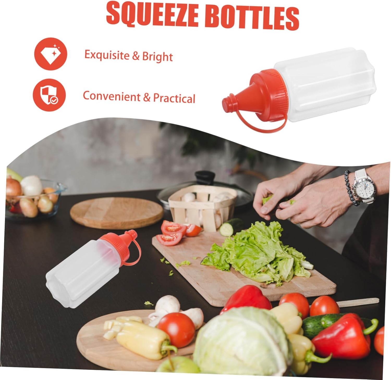 KICHOUSE 4pcs Reusable Condiment Squeeze Bottles for Kitchen 1
