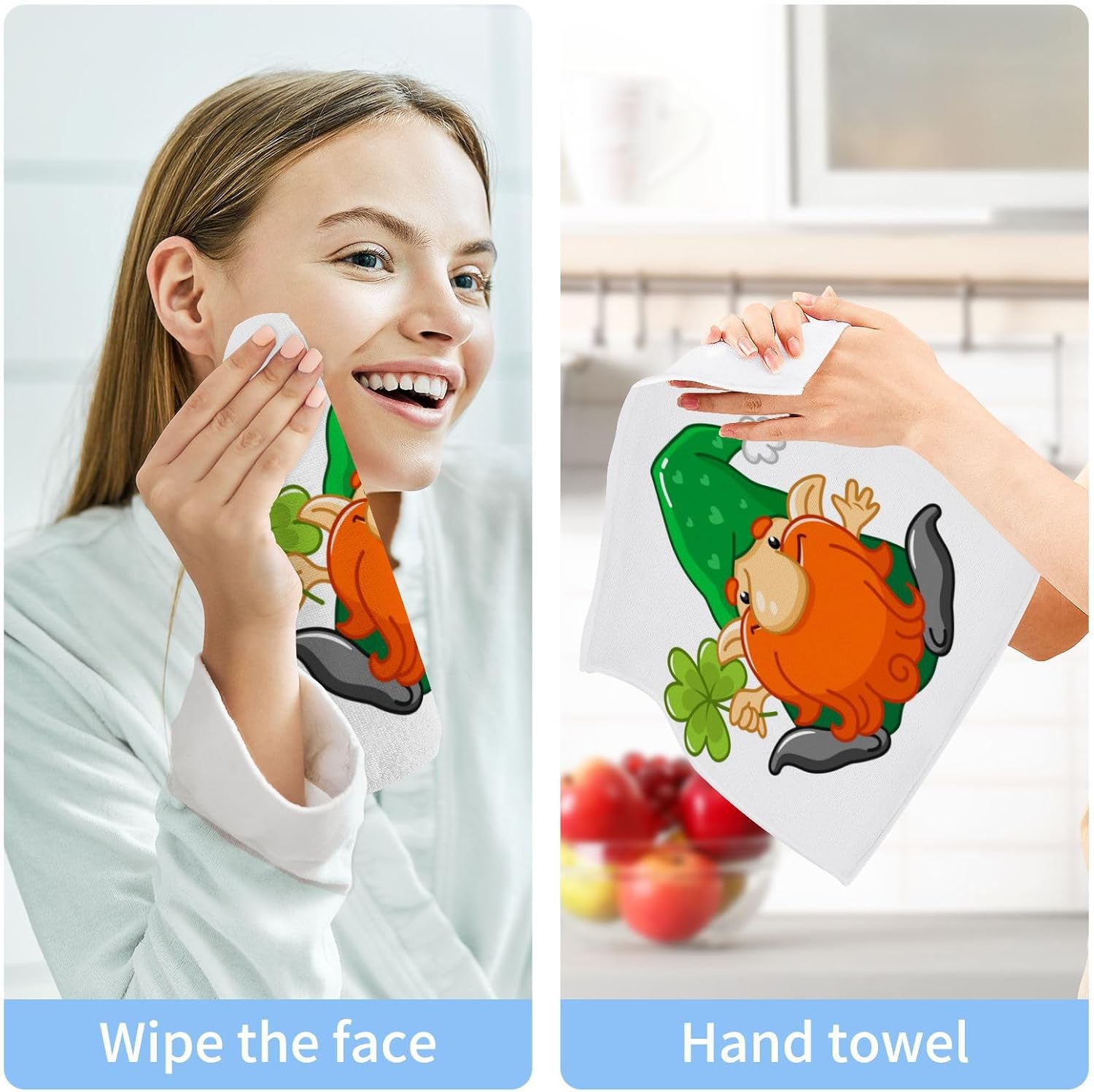 Yettasbin St Patricks Day Gnome Washcloth 2-Pack