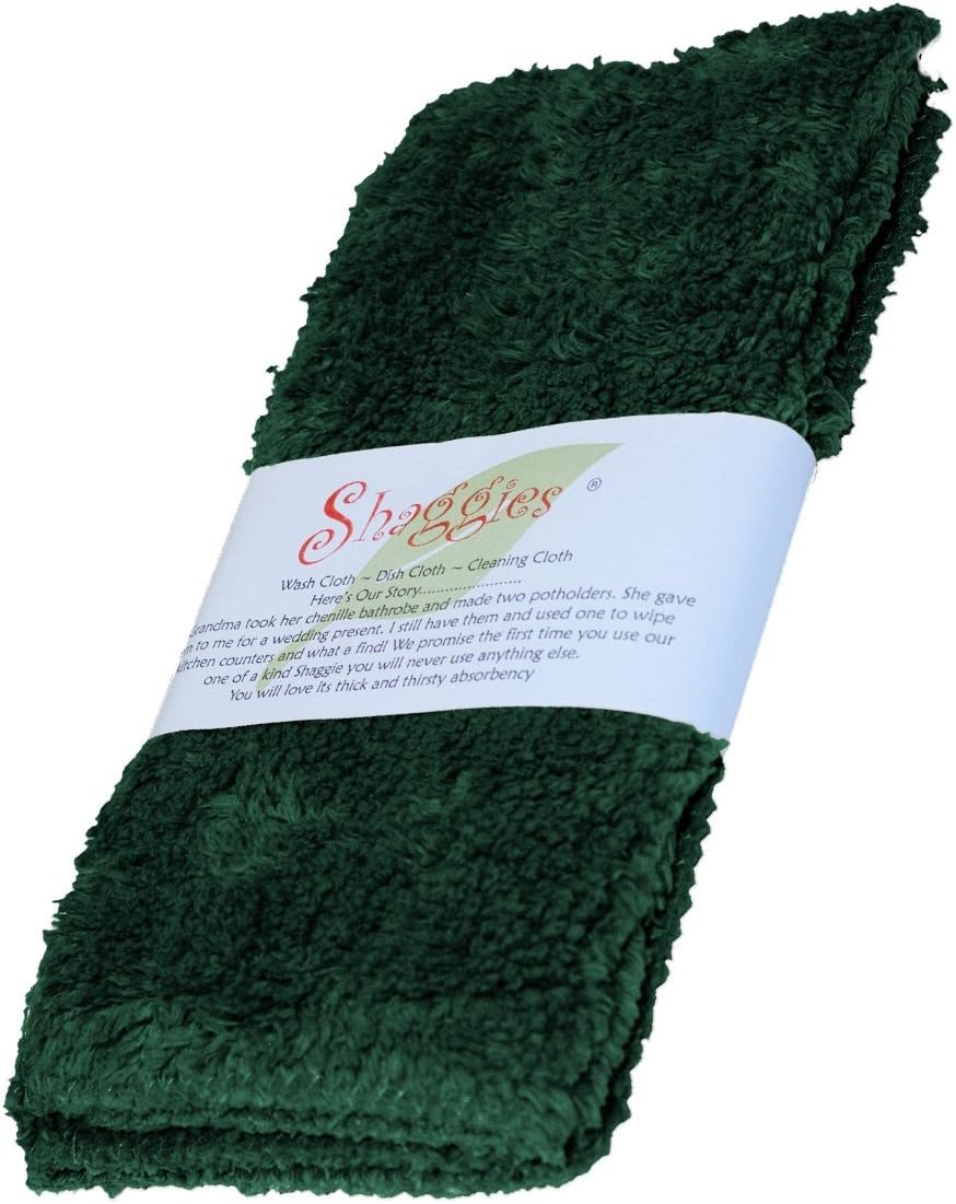 Green With Ivy Shaggies Chenille Washcloth 2 Pack