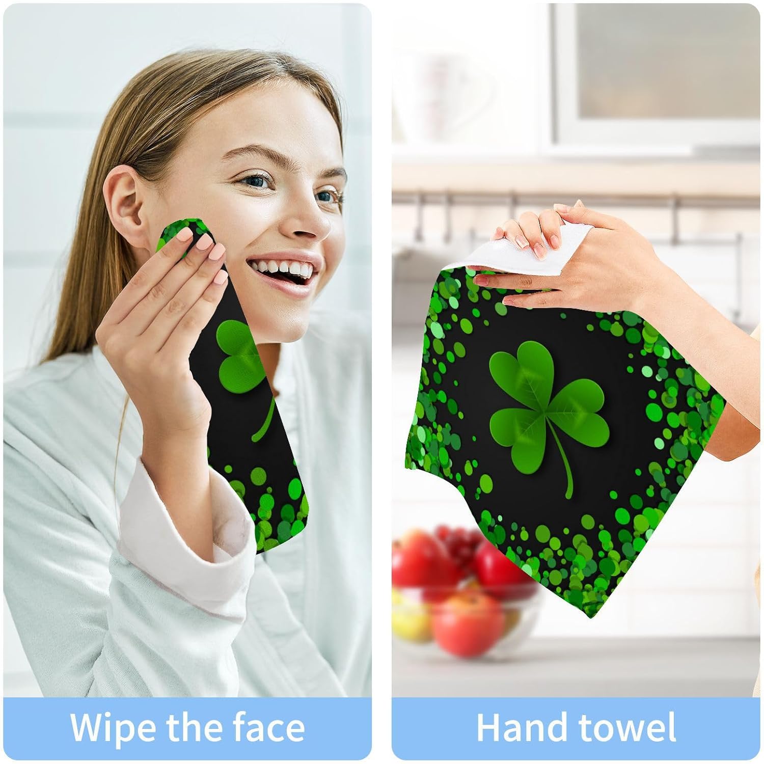 YETTASBIN St Patricks Day Shamrock Washcloths 2 Pack 1