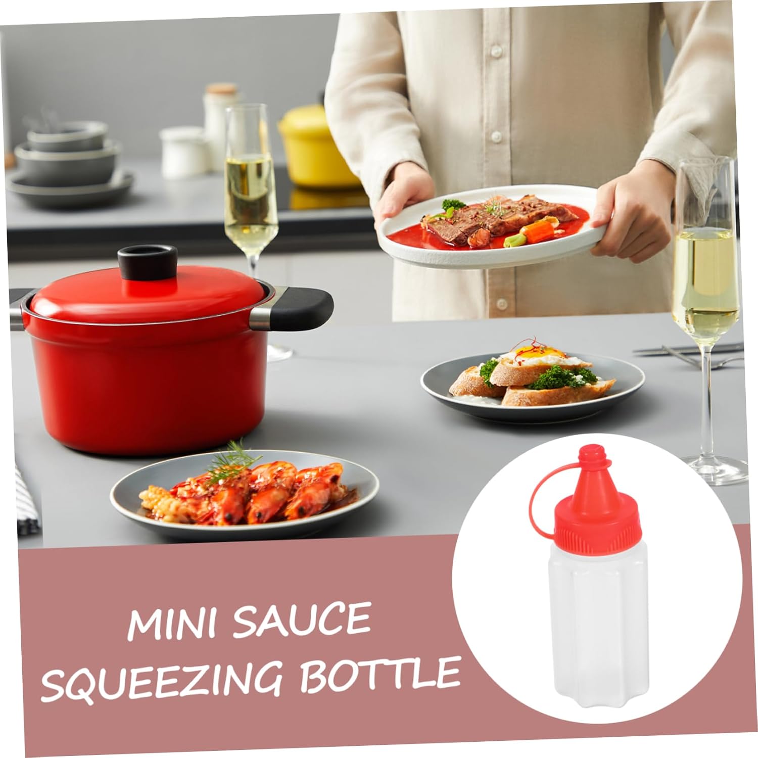 4-Piece Set - Mini Condiment Squeeze Bottles -PP Material - Light Portable
