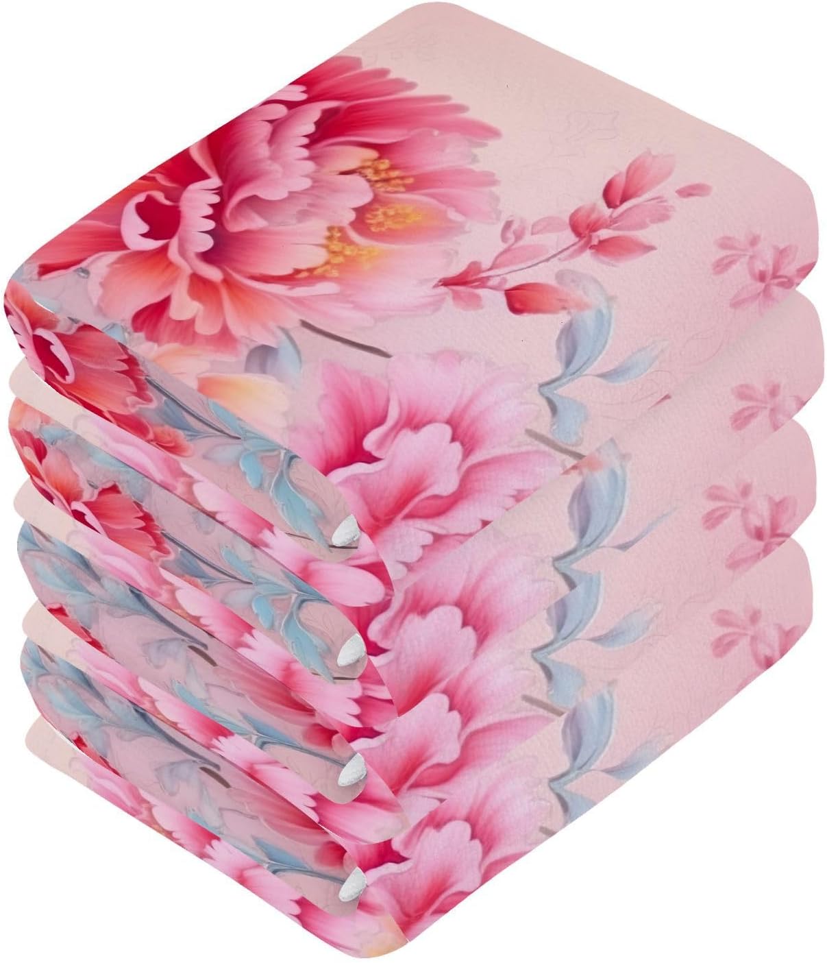 2-Piece Abstract Floral Washcloth Set - Soft Absorbent Baby Face Towels