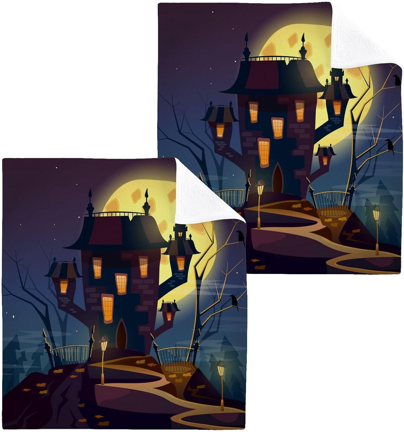 Yettasbin Halloween Washcloths 2 Pack Bath Towels