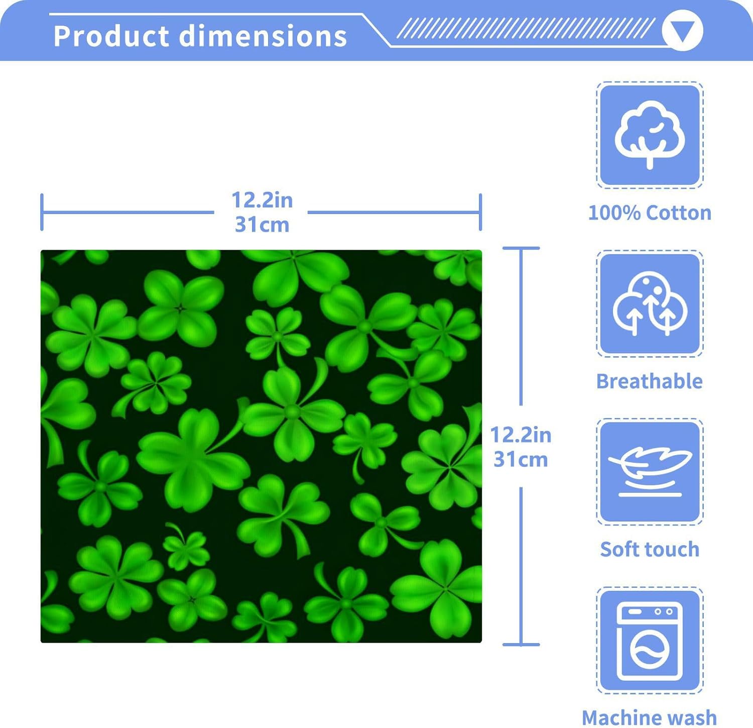 St Patricks Clover Washcloth Set