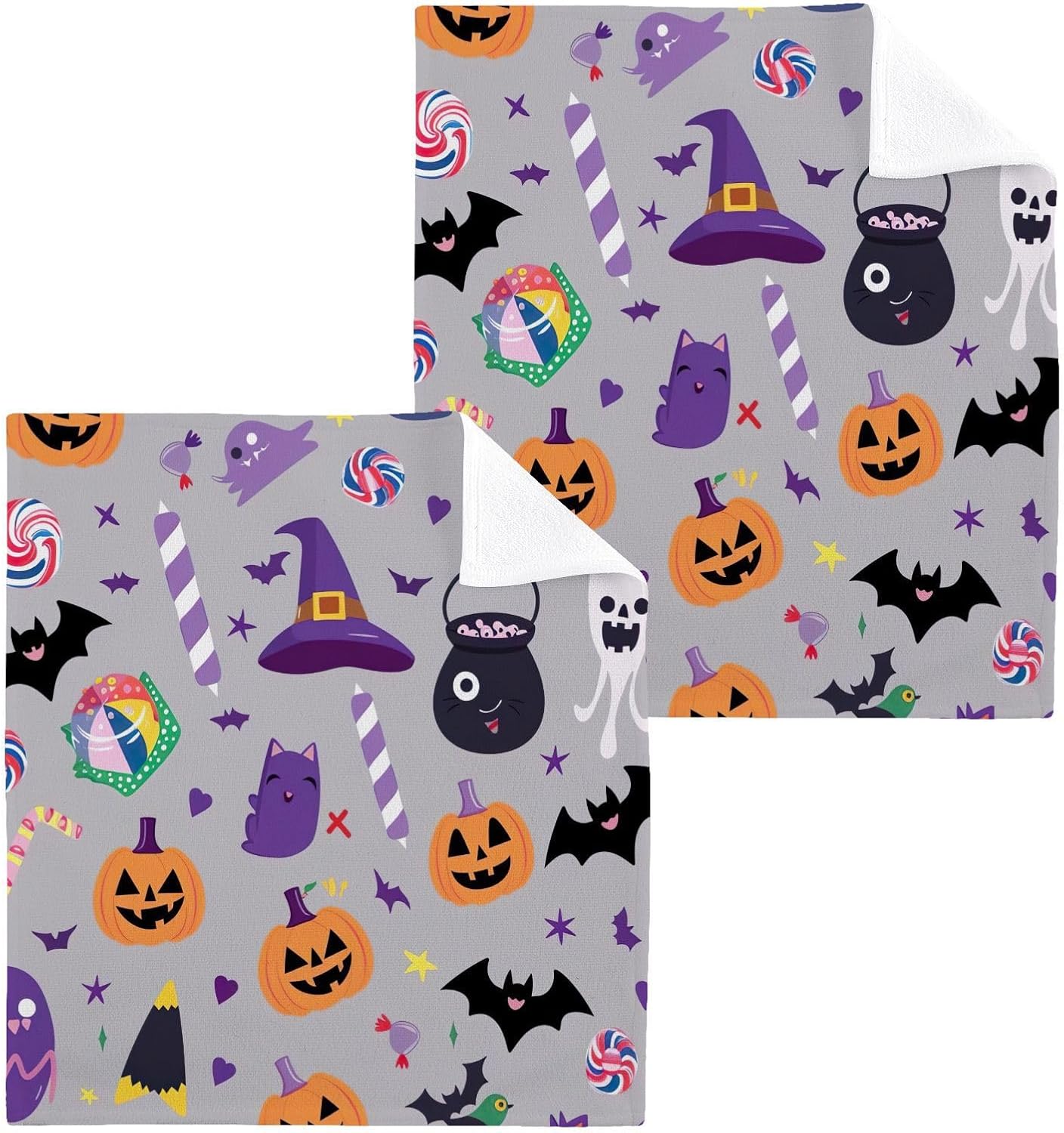 Halloween Pumpkin Face Washcloth Set