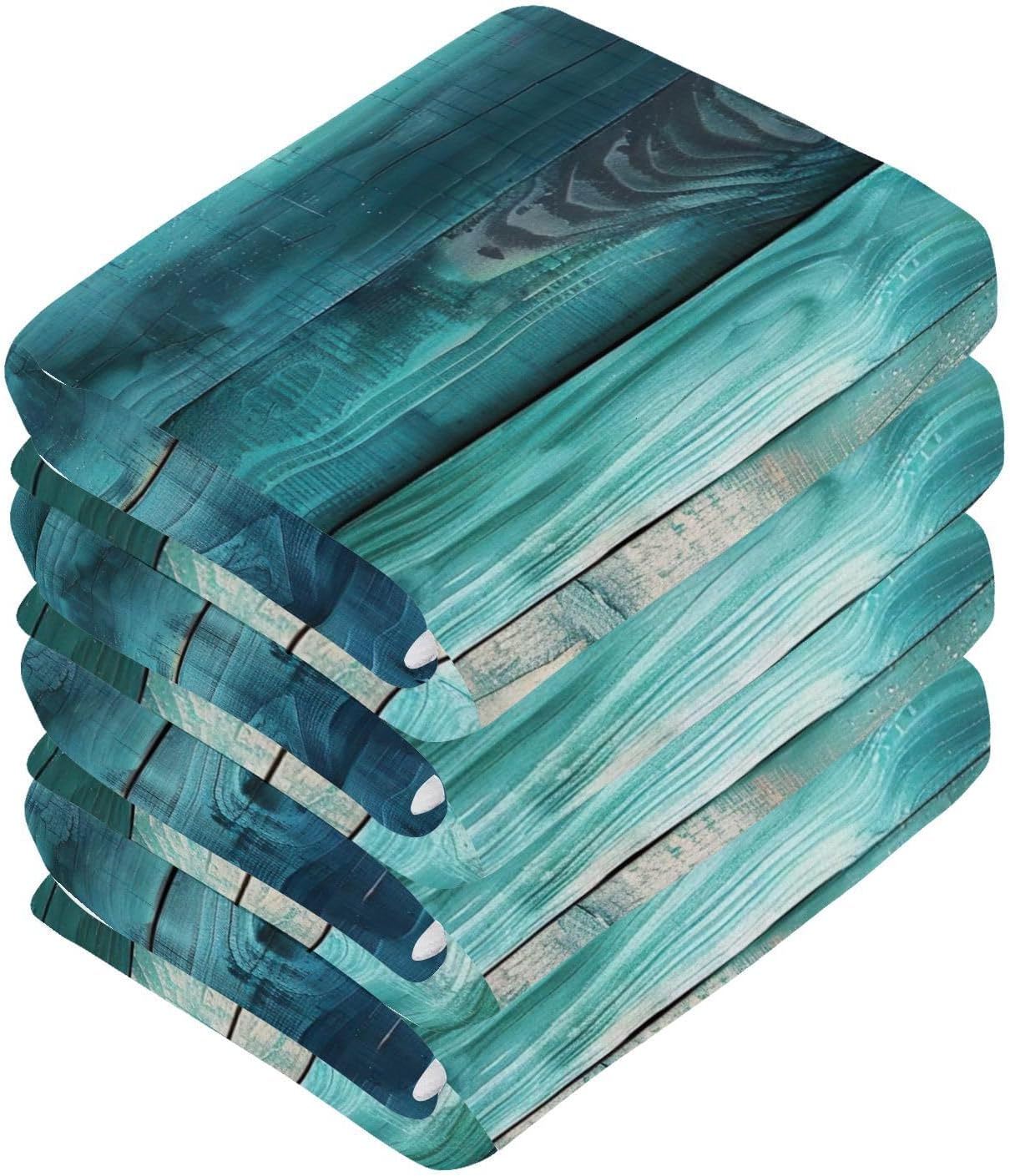 YETTASBIN Teal Green Washcloth Set 2pk Soft Reusable Face Towels