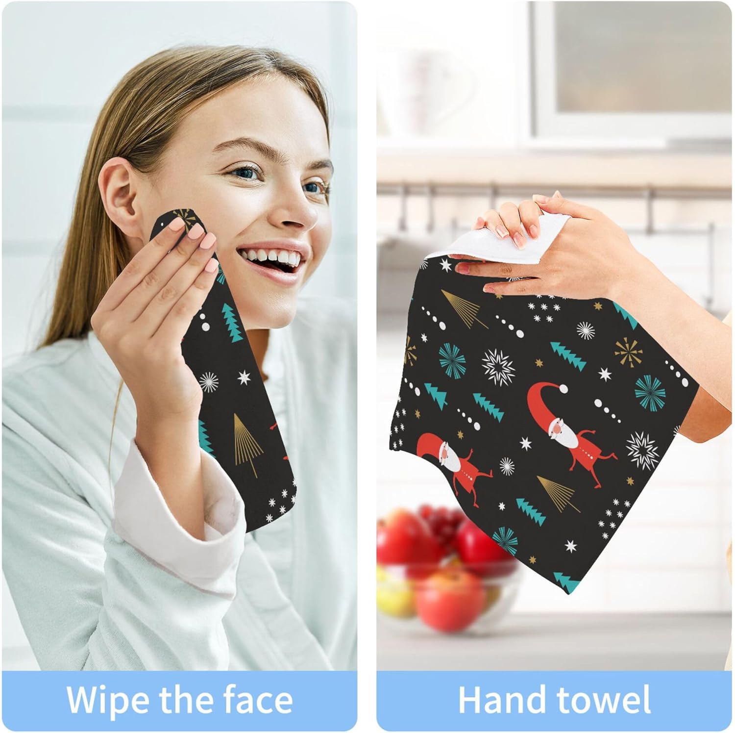 Christmas Gnomes Washcloth Set - Fast-Drying cotton for Home Kitchen
