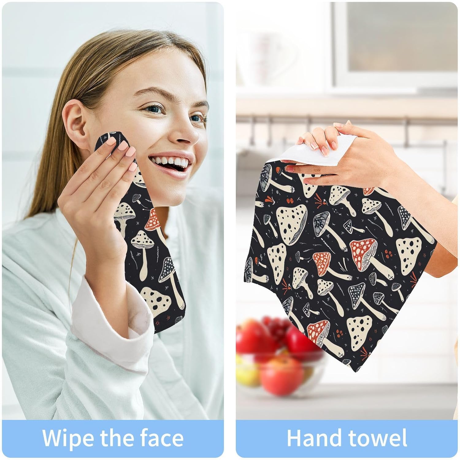 Mushroom Washcloth Set for Face and Hand Soft and Reusable
