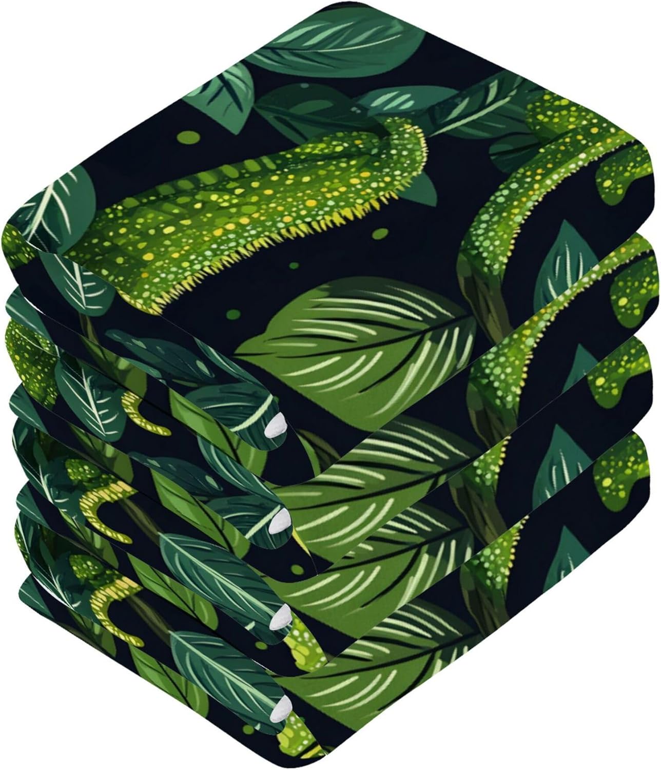 Xigua Green Chameleons Washcloths Set 2-12 X 12 Inch