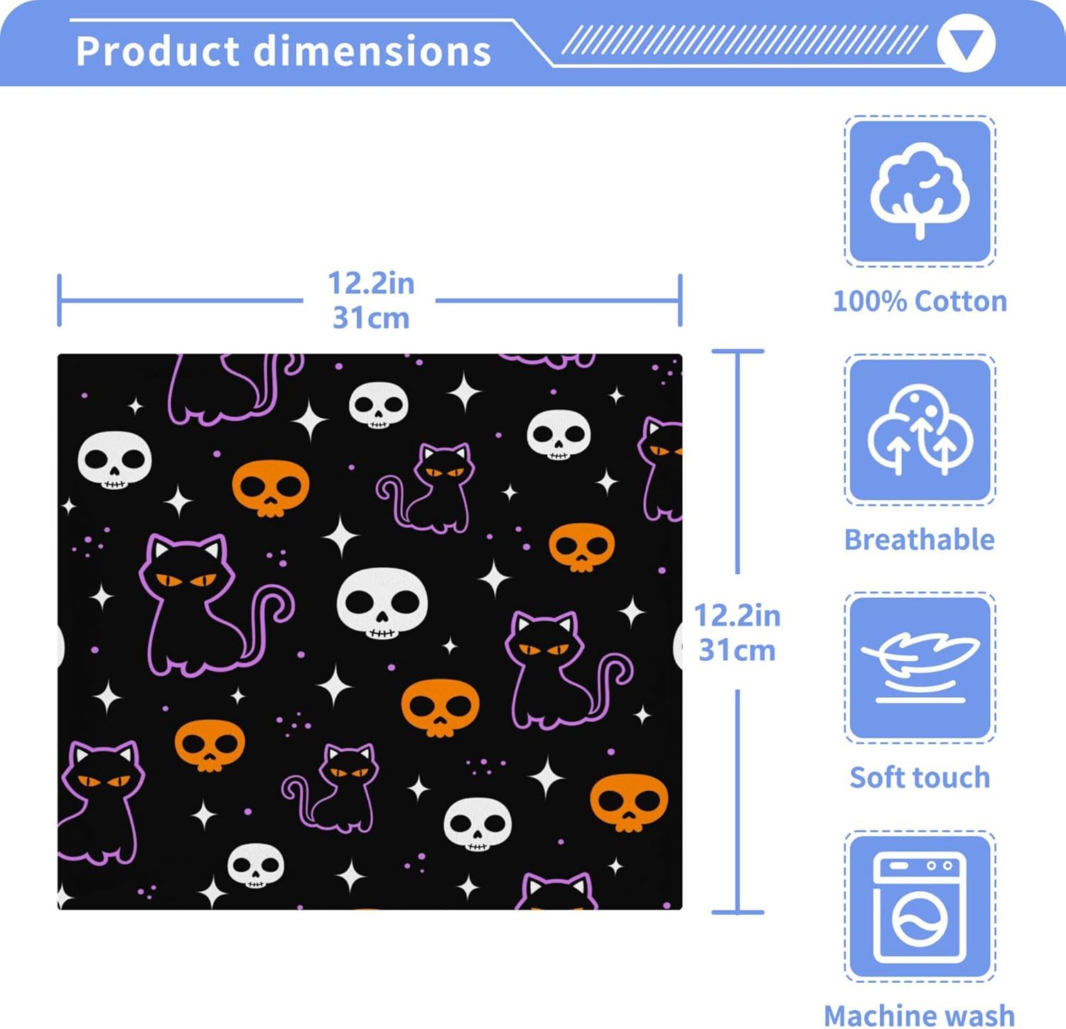 Halloween Cat Washcloth Set - Fast Dry -absorbent