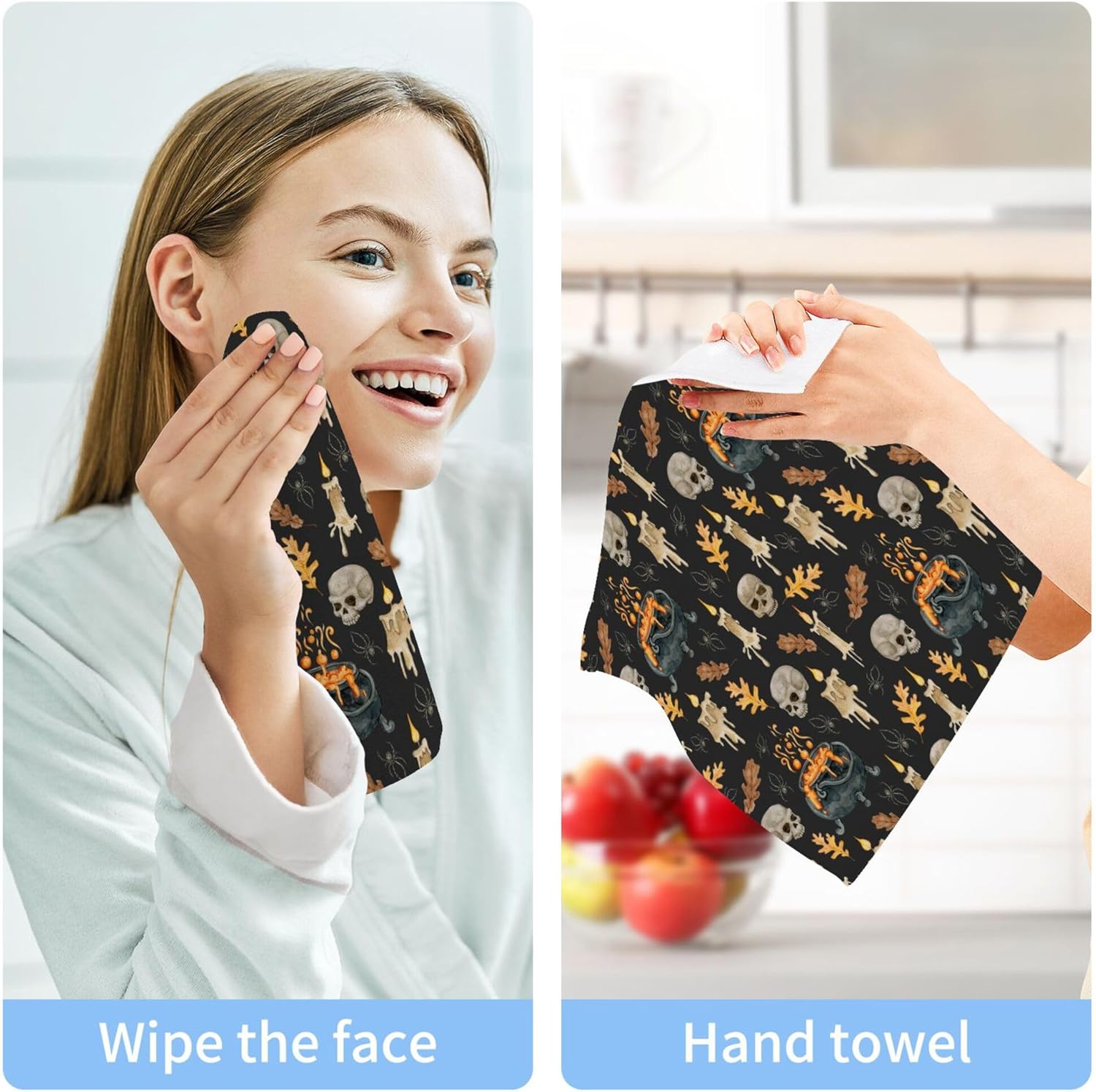 Trick or Treat Halloween Skull Washcloth Set