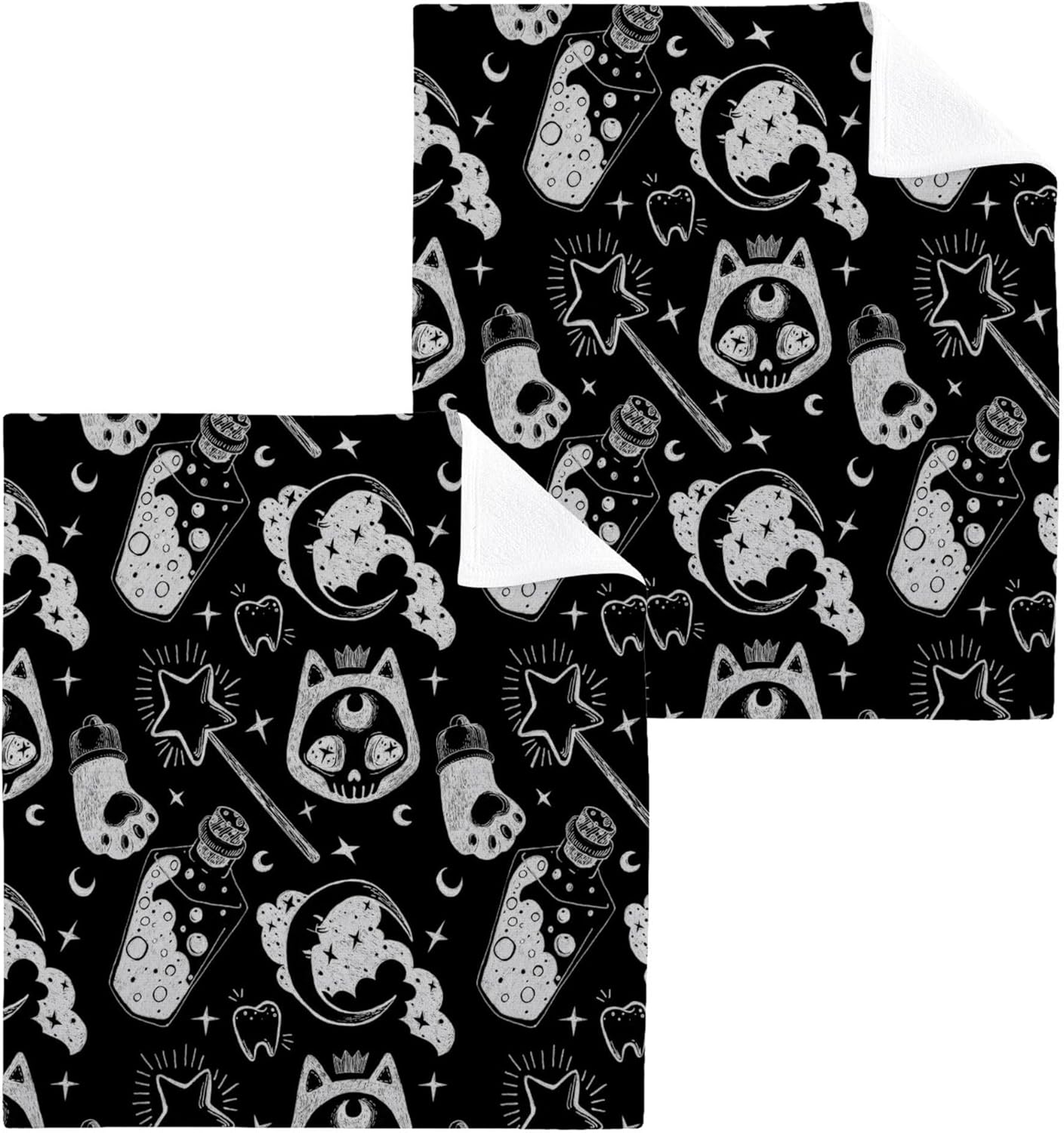 Halloween Cat Washcloth Set for Wash Drying and Cleaning