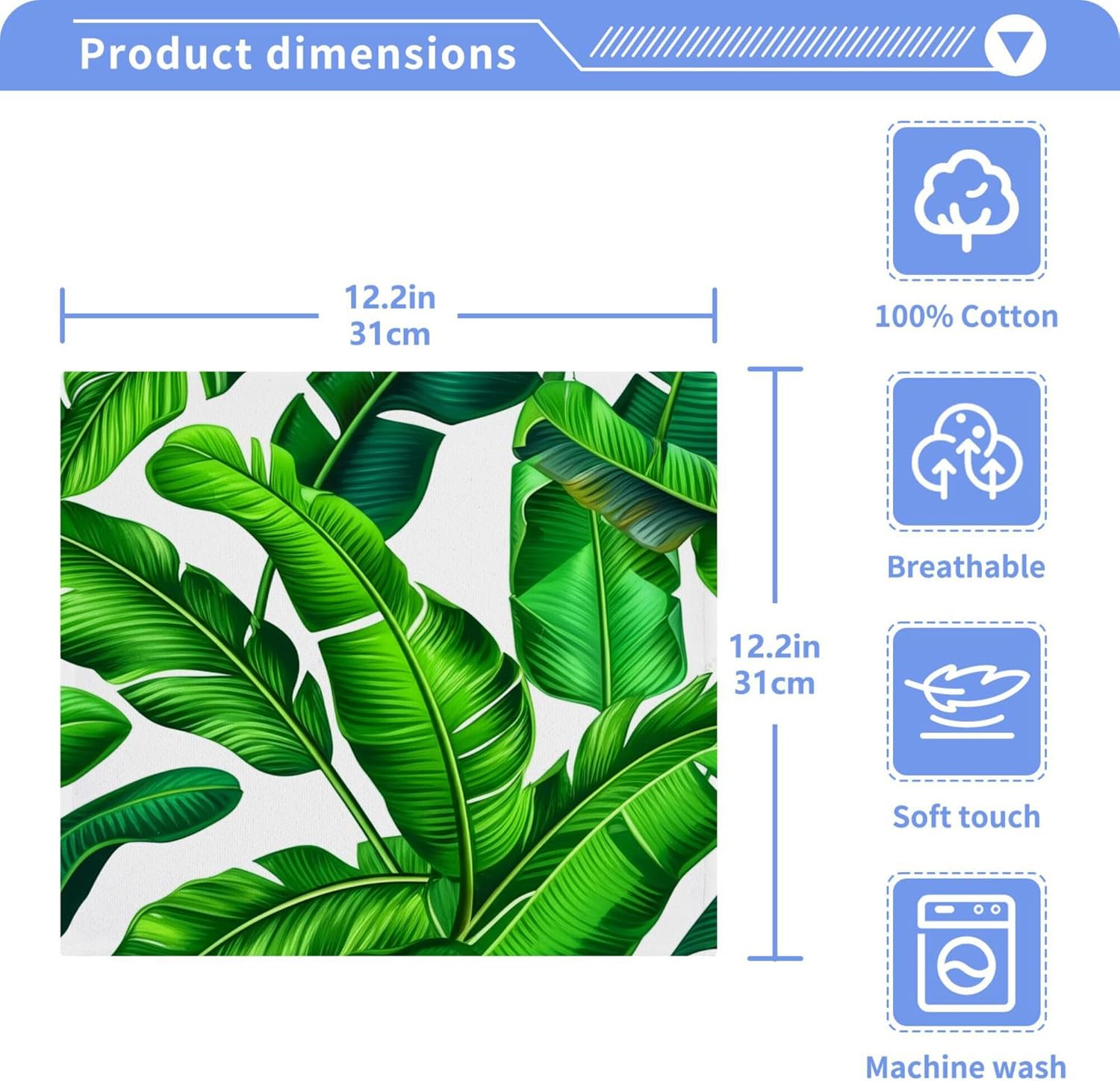Tropical Green Palm Pure Cotton Washcloths Set - Reusable Face Towels