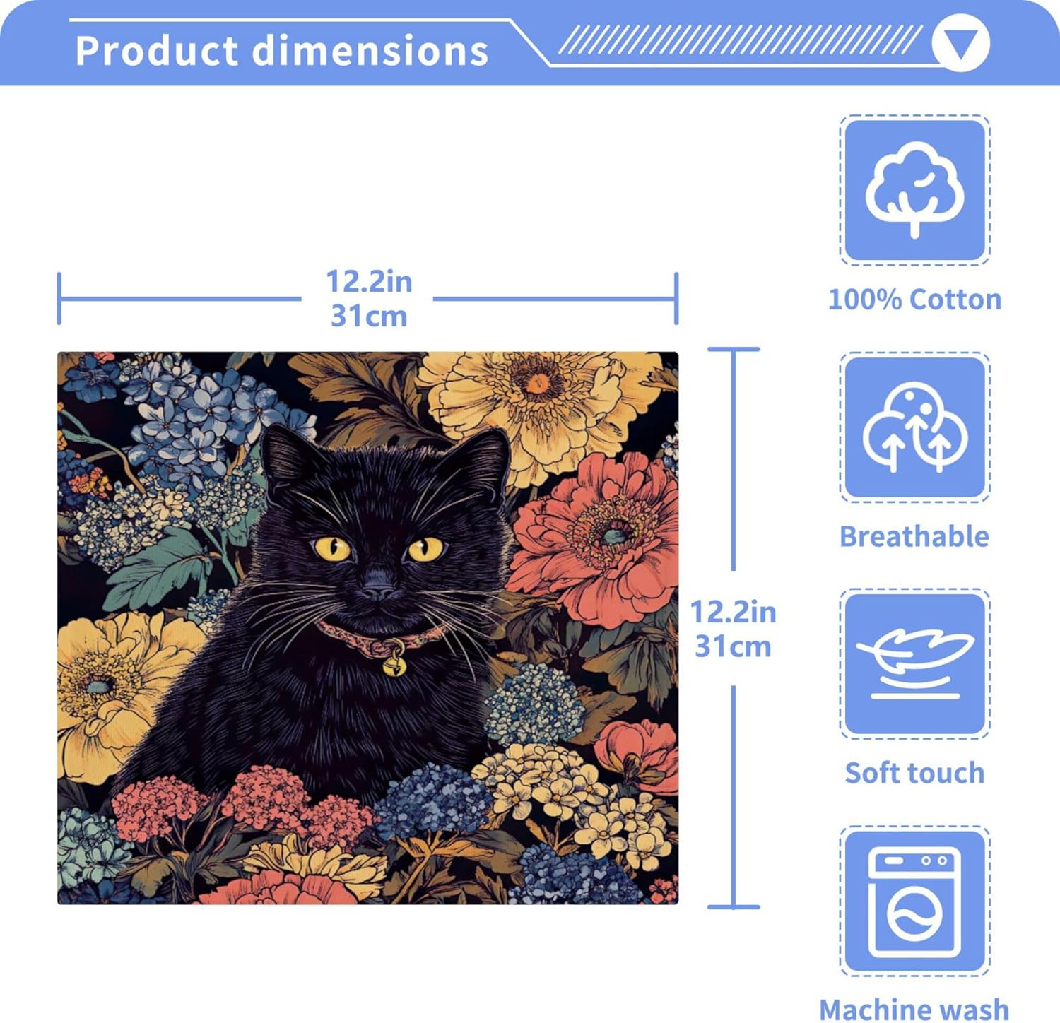 Fast Drying Xigua Black Cat Washcloth Set for multi-functional use