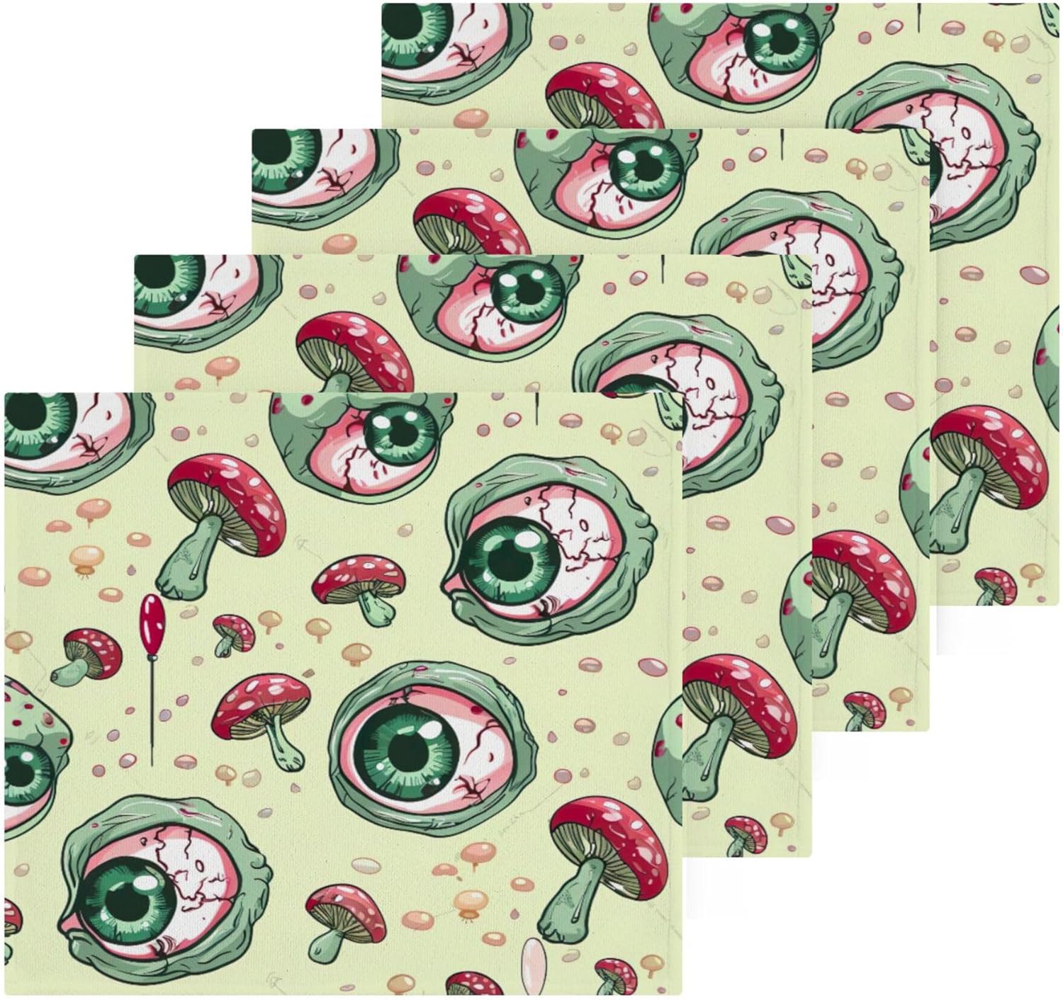Xigua Green Eyeball Washcloths Set of 2 12x12 Inch