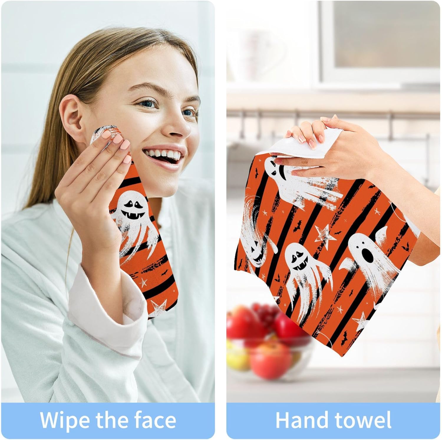 xigua Cute White Boo Washcloths Set of 2 12x12 Inch