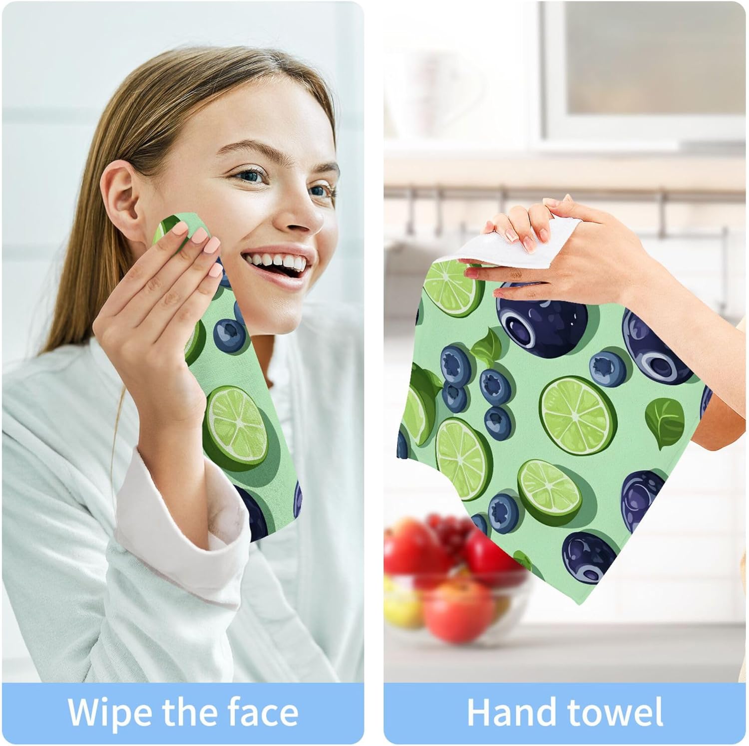 Xigua Blueberries Washcloths Set of 2 - 12x12 Inch