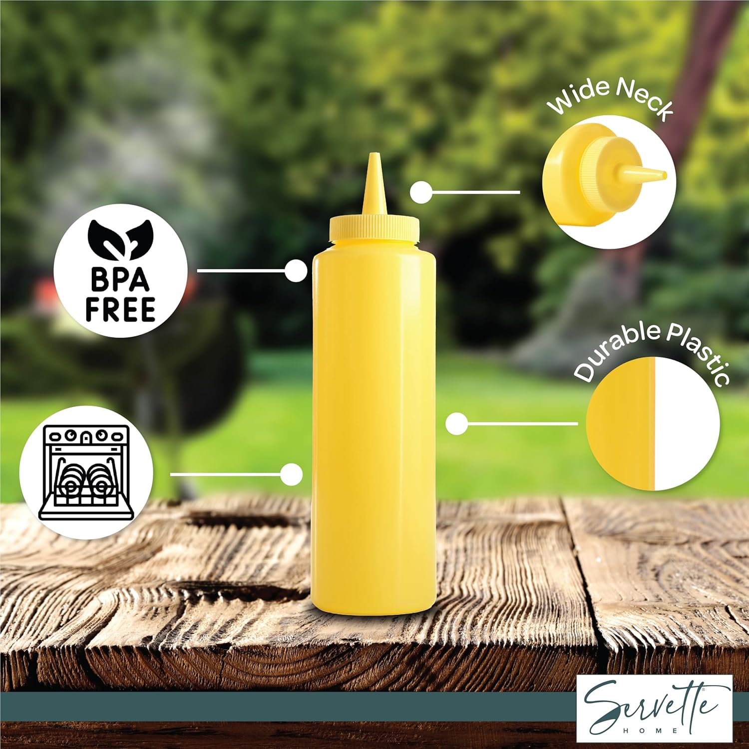 Servette Home Refillable Squeeze Bottles Set of 2 Plastic Yellow