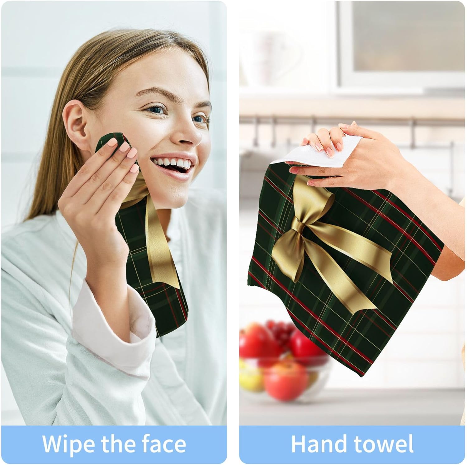 Xigua Golden Ribbon Bow Washcloths Set of 2 1