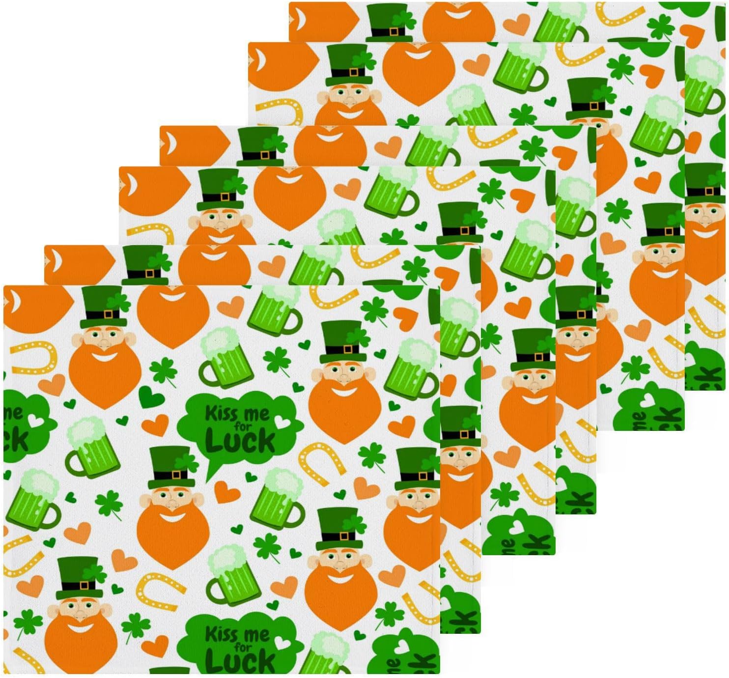 St Patricks Day Soft Absorbent Washcloth 2-Pack Classic Green 12x12 Cotton