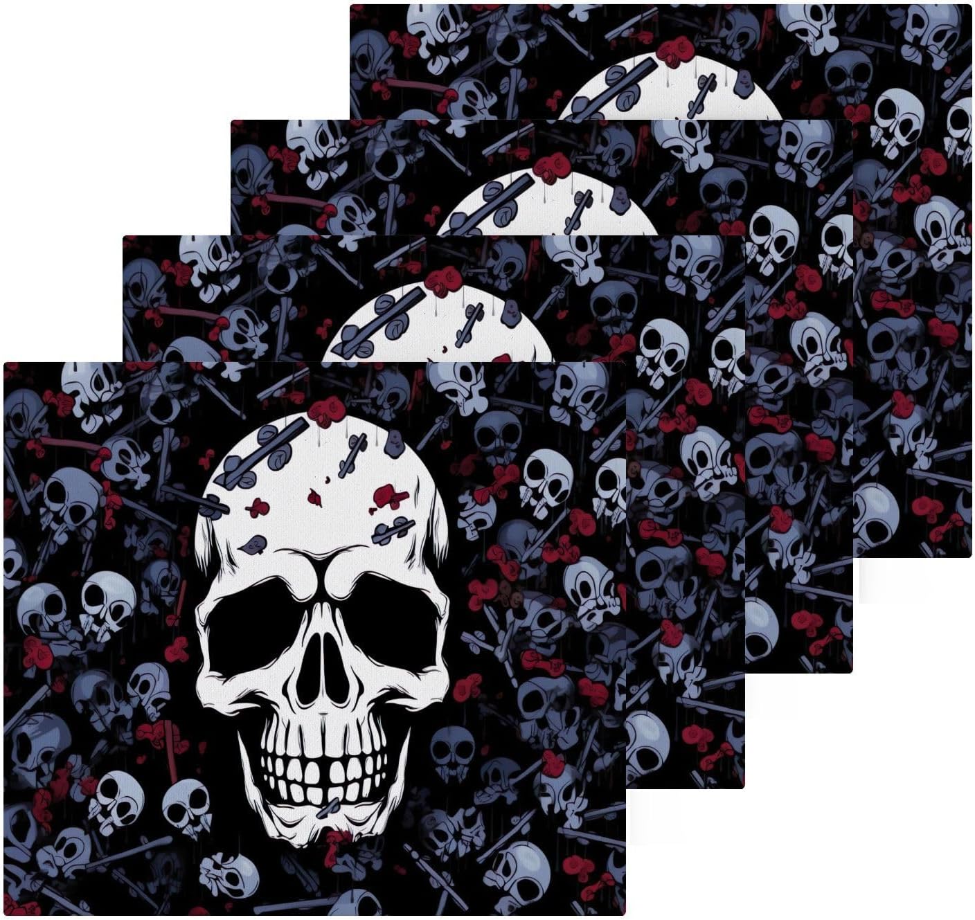 Yettasbin Skull Washcloth 2-Pack Perfect for Grooming 12x12 inches
