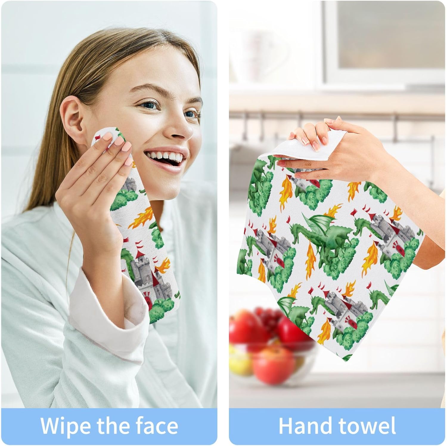 Green Dragons 2-Pack Washcloths