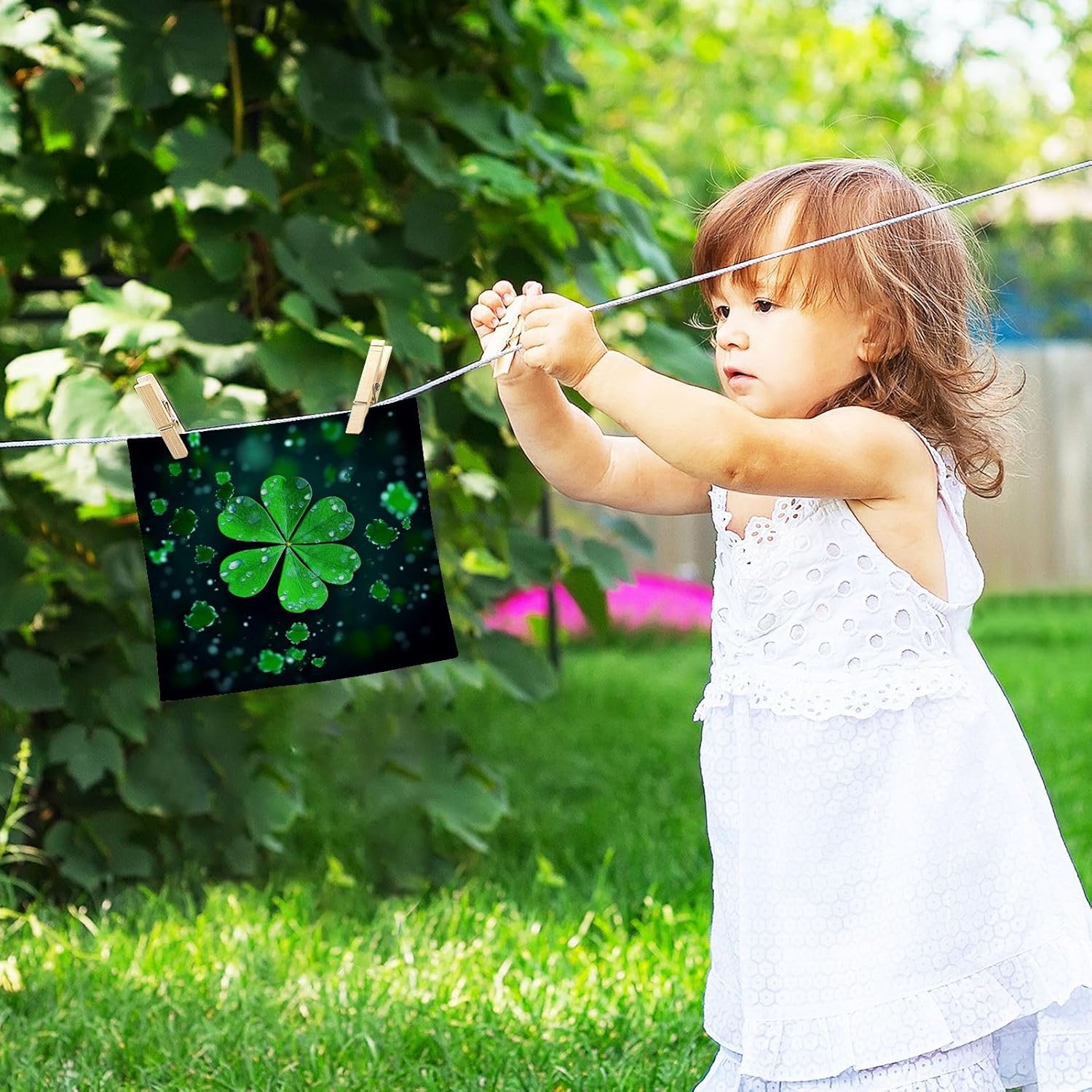 St Patricks Day Clover Washcloth Soft Reusable 12x12 inch