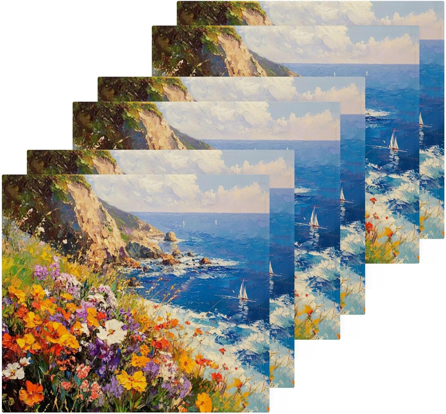 Xigua Beautiful Seascape Washcloths Set of 2 12x12 Inch