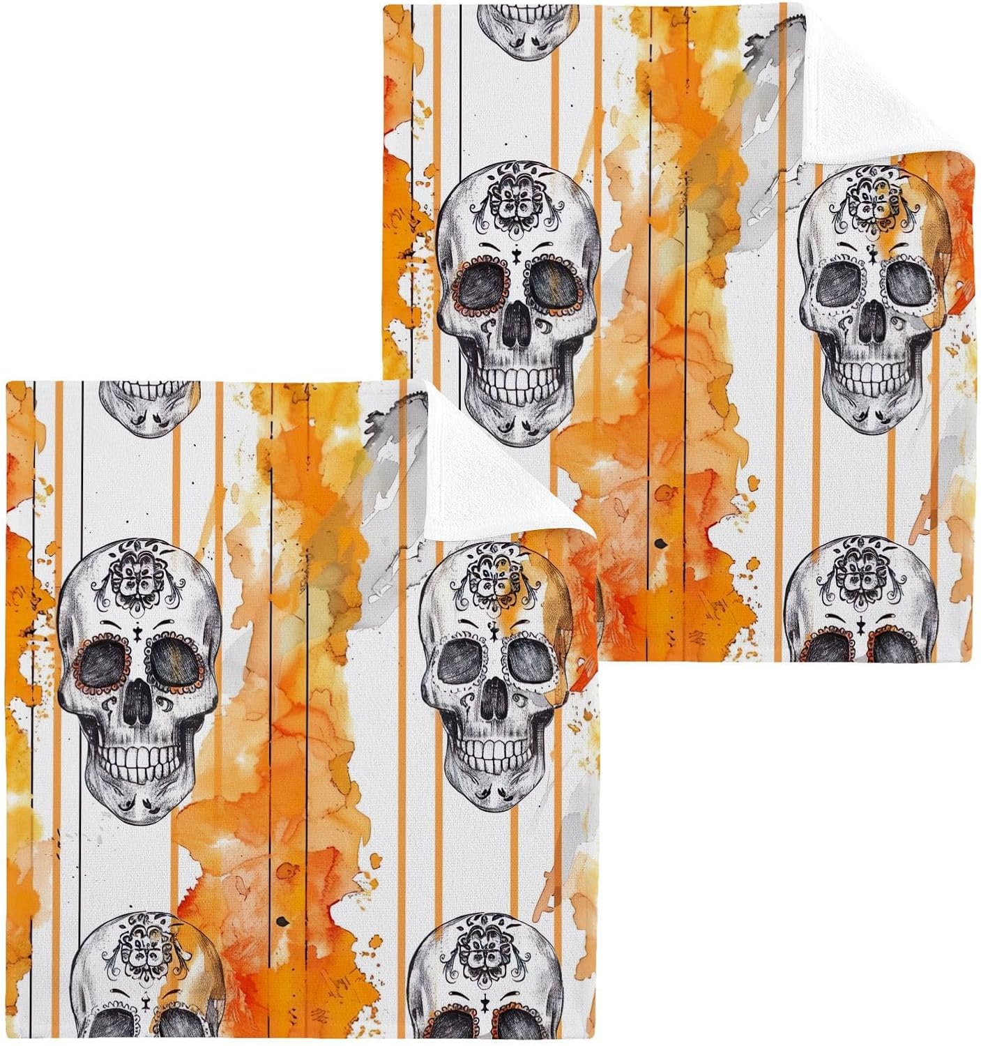 Yettasbin Skull Washcloth 2 Pack Soft Cotton Baby Face Towels