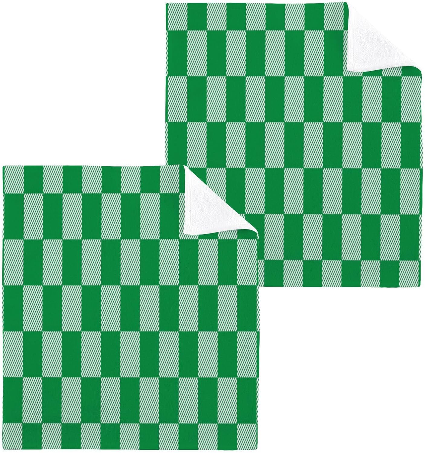 St Patricks Day Plaid 12x12 Washcloth Set - Soft Reusable
