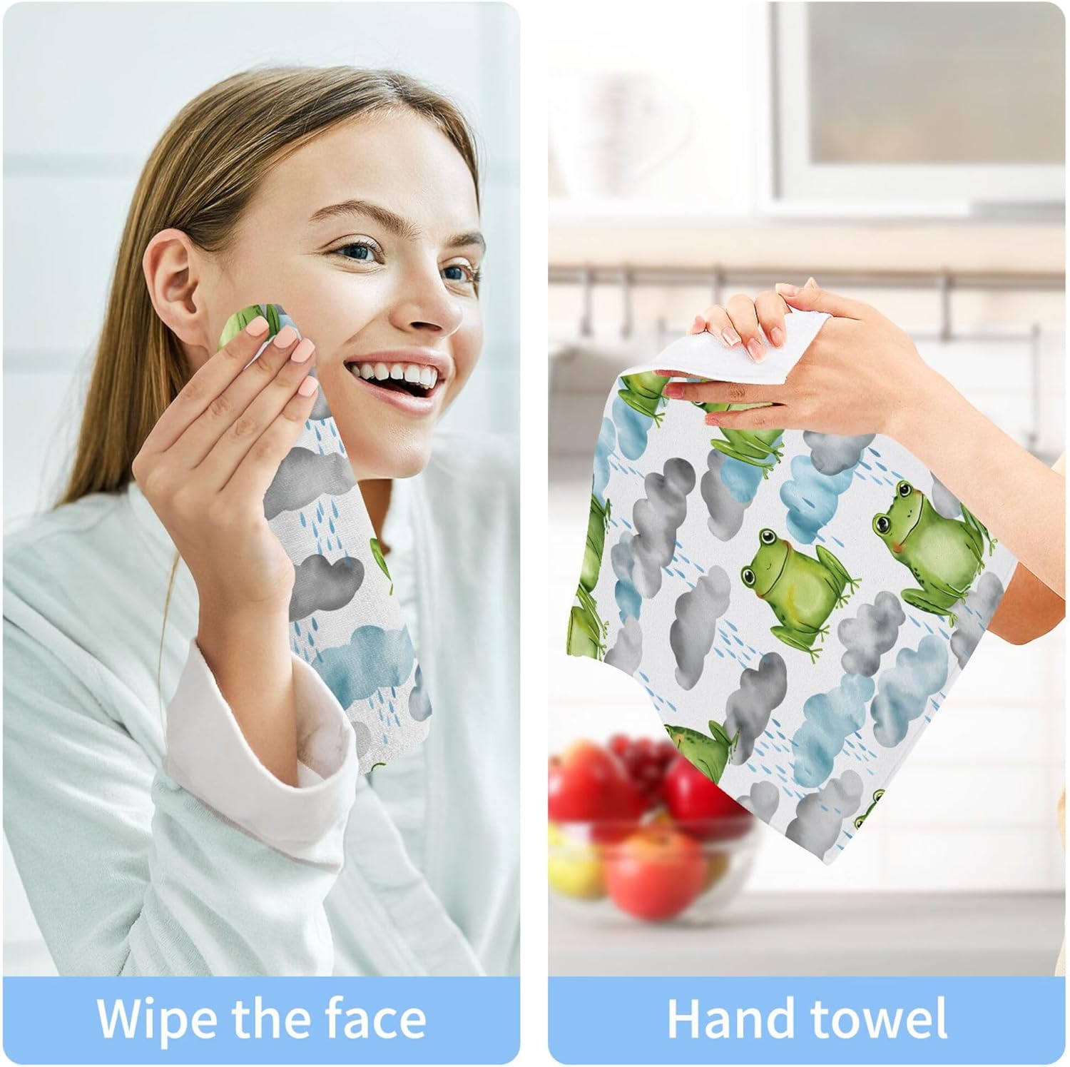 Cute Soft 12x12 Washcloths FJDENG Frog Face Towels for BATH GYM SPA