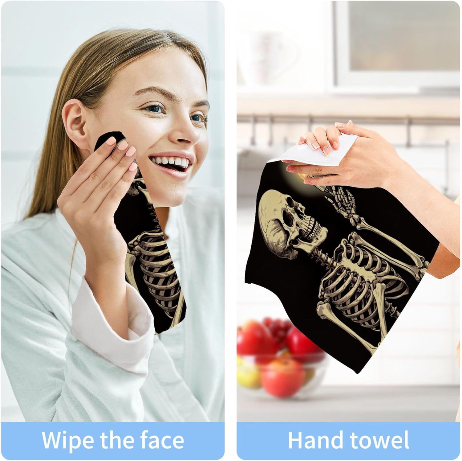 Xigua Skeleton Washcloth Set - Multi-Purpose Washcloths for Home Travel