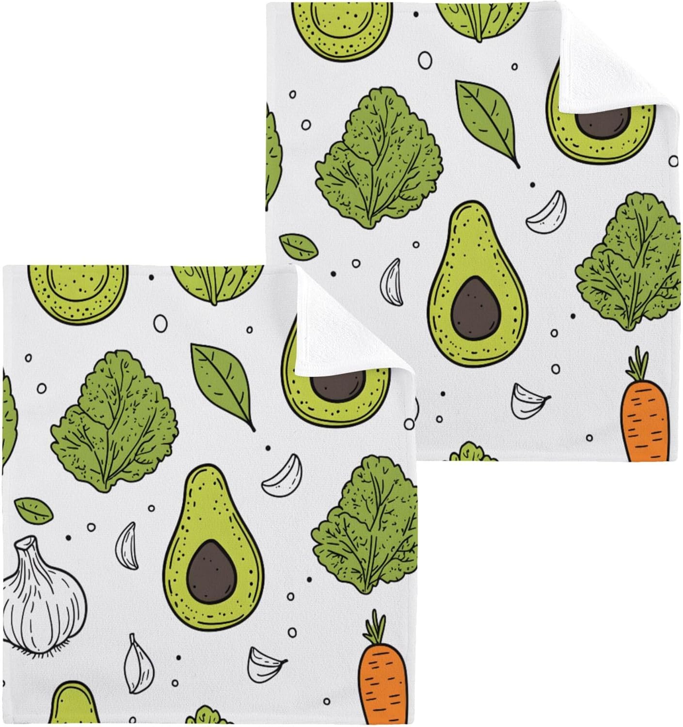 Xigua Avocados Washcloth Set - Fast-Drying Absorbent and Multi-Purpose Towels