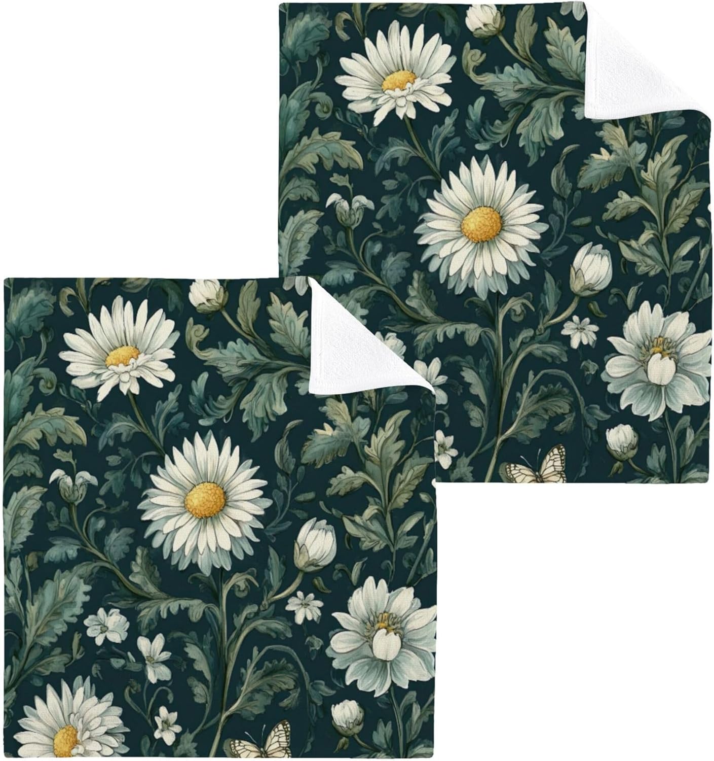 Xigua Daisies and Chrysanthemums Washcloths Set of 2