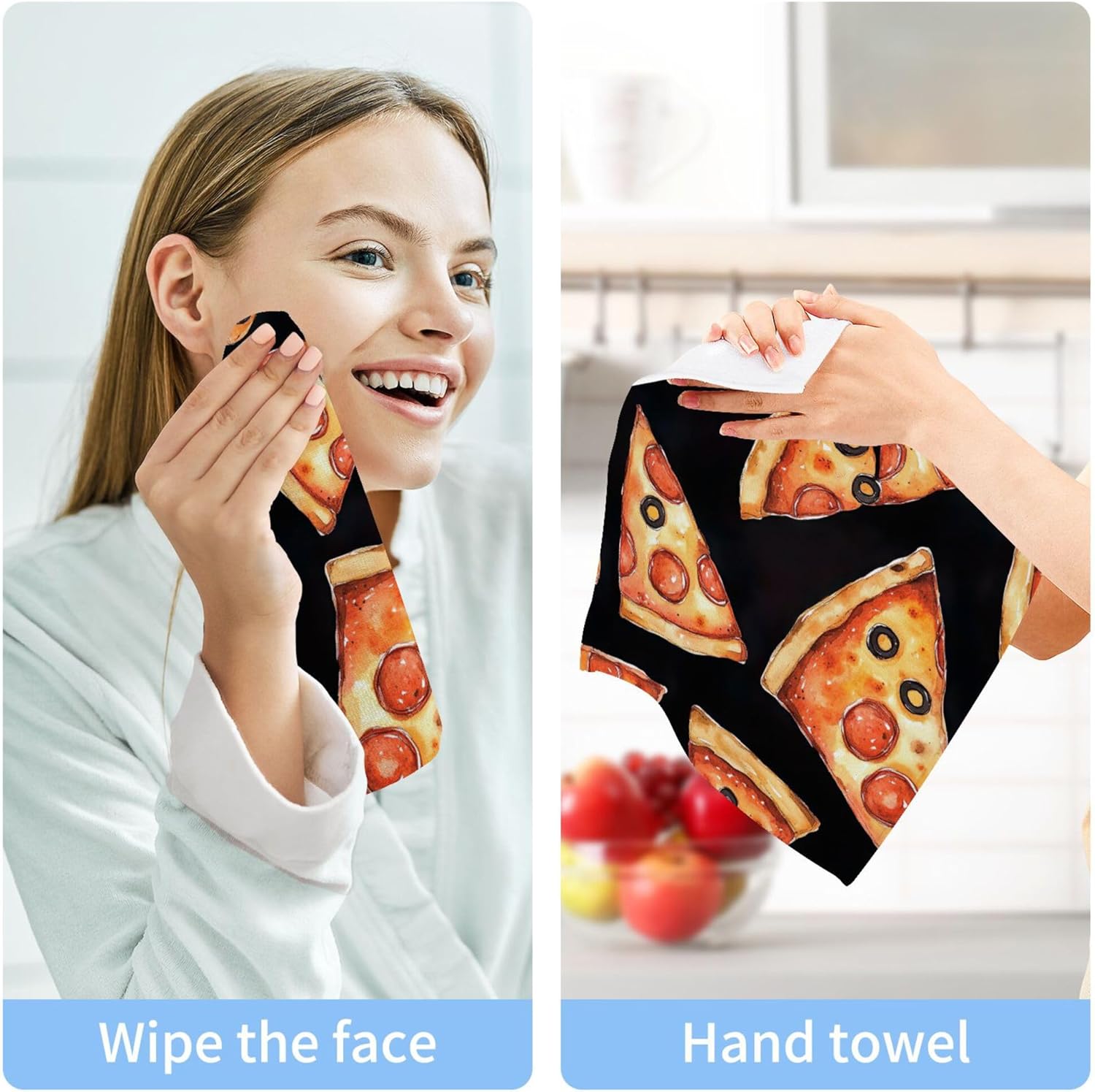Xigua Pizza Slice Washcloth Set - Fast Dry Multi-Purpose Towels