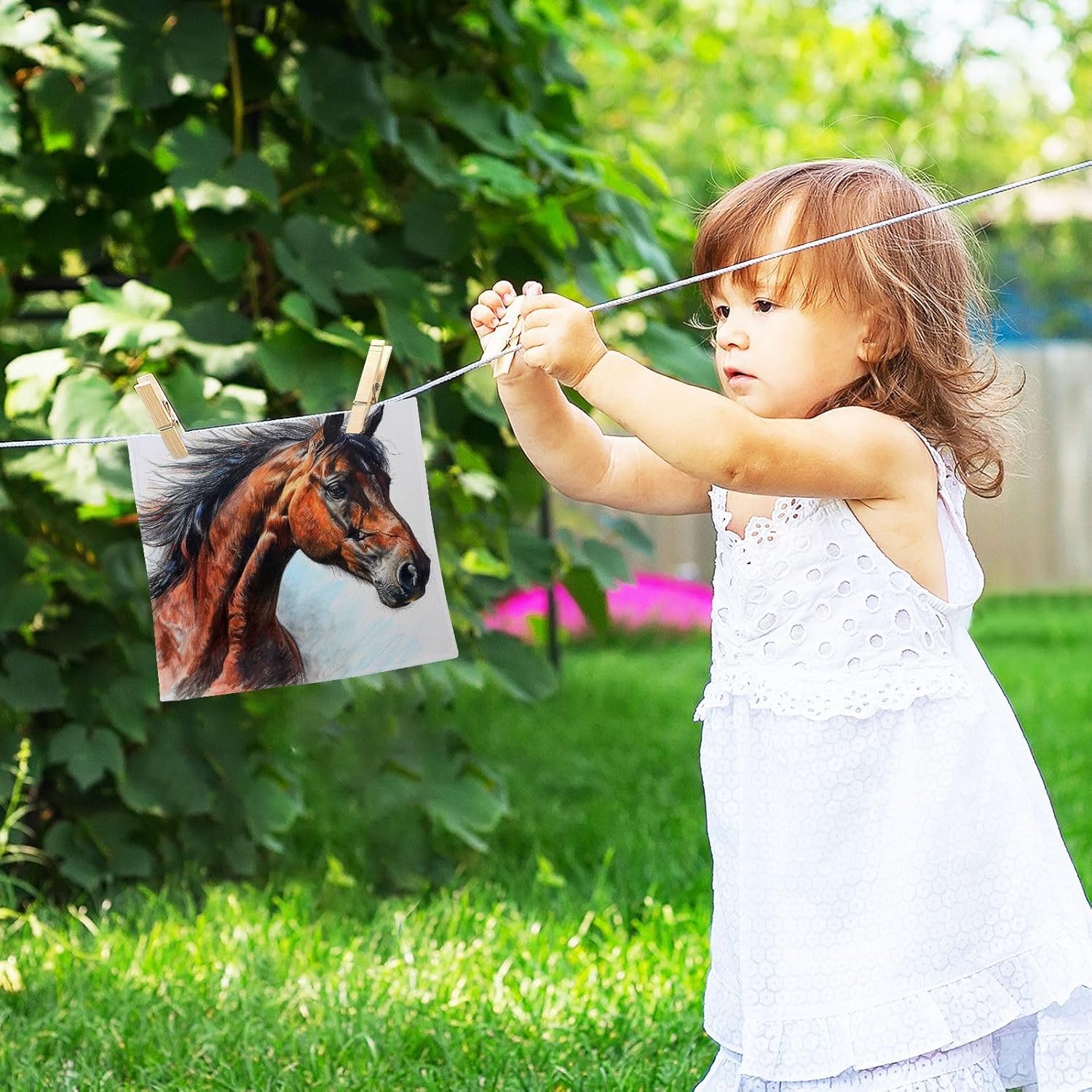 Yettasbin 12x12 Soft Cotton Horse Washcloth Set
