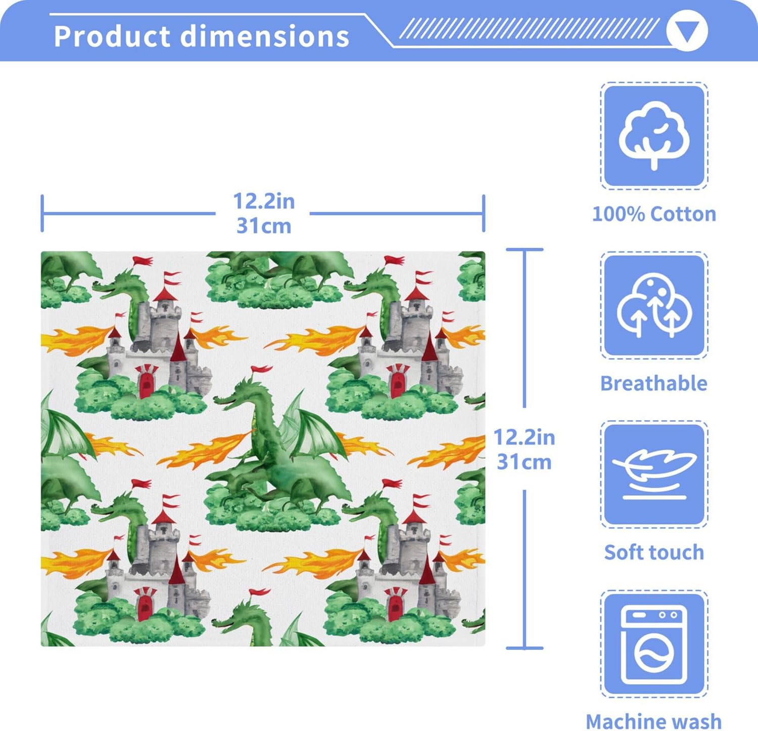 Green Dragons 2-Pack Washcloths