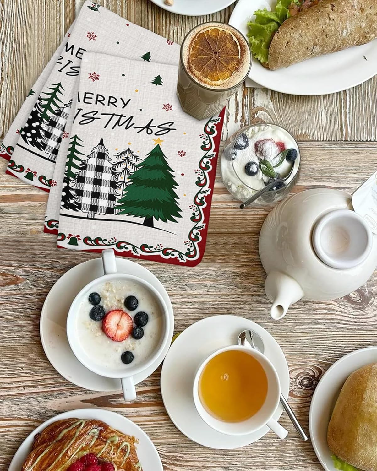 Berries Red Waffle Kitchen Towels