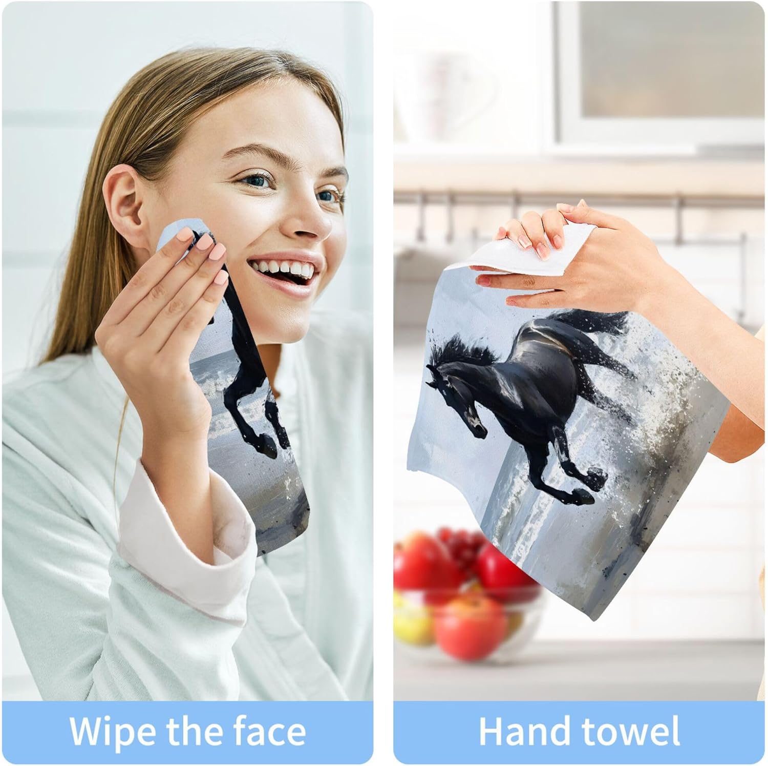 High-Quality Xigua Black Horse Washcloth Set