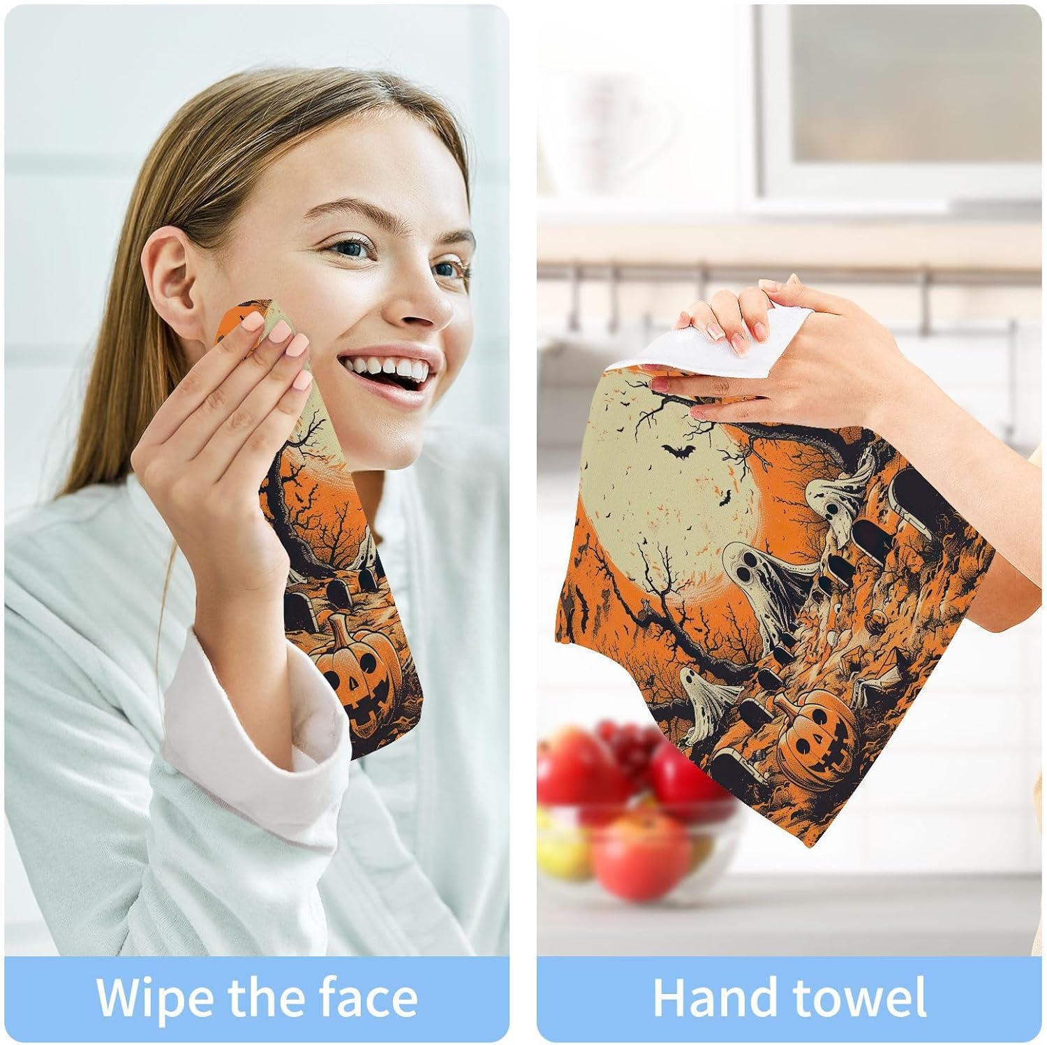 YETTASBIN Halloween Ghost Washcloths 2 Pack 1