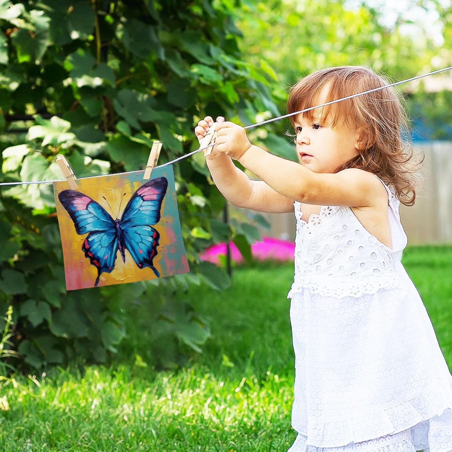 YETTASBIN Butterfly Washcloths 2 Pack - Soft Absorbent Cotton Towels