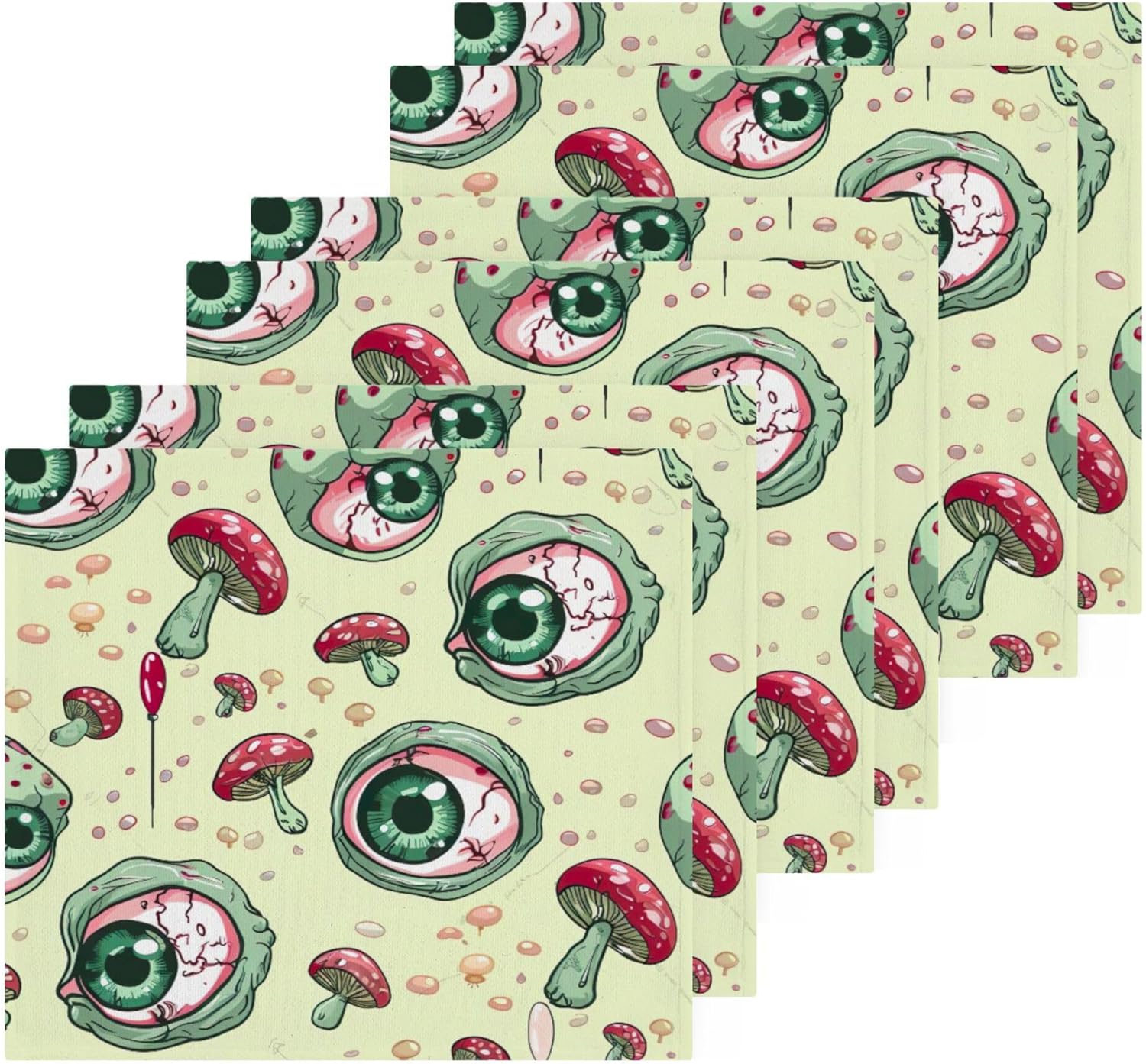 Xigua Green Eyeball Washcloths Set of 2 12x12 Inch