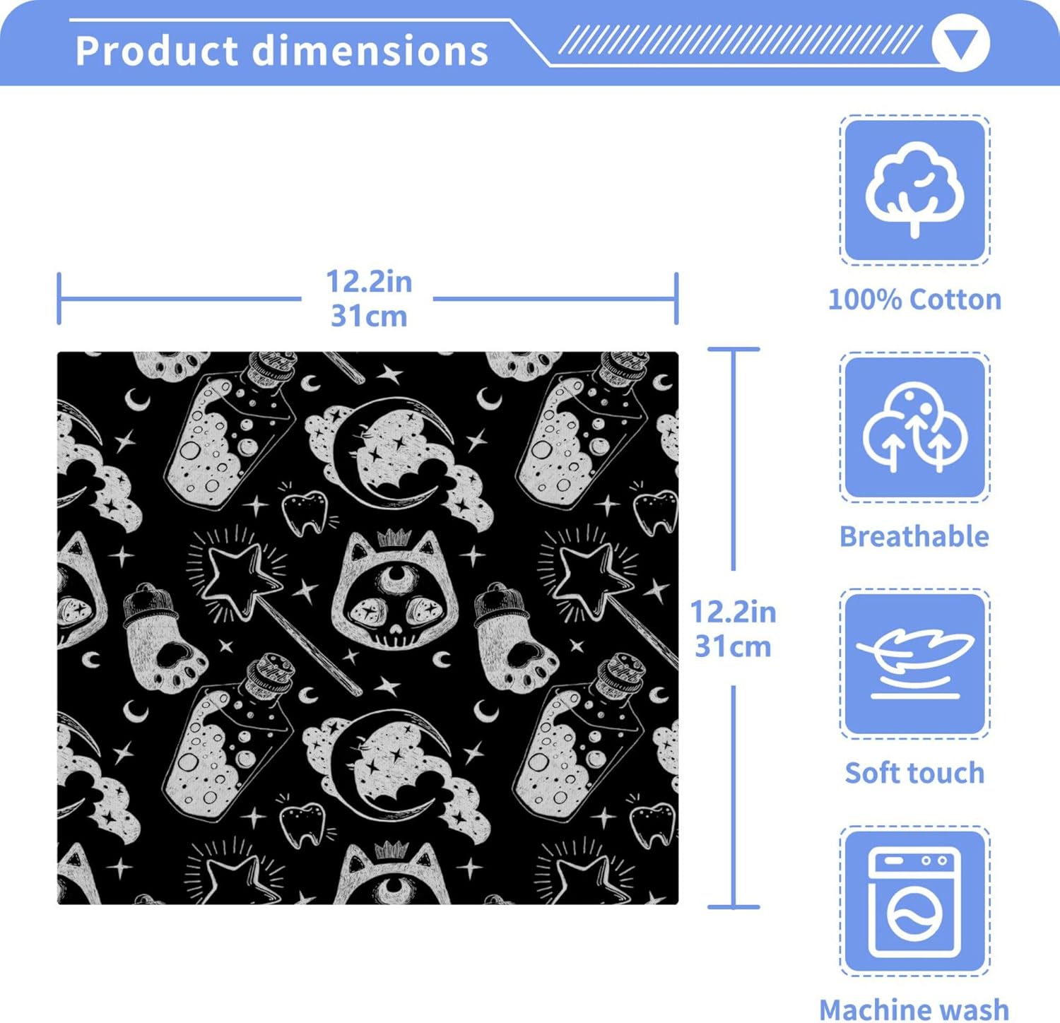 Halloween Cat Washcloth Set for Wash Drying and Cleaning